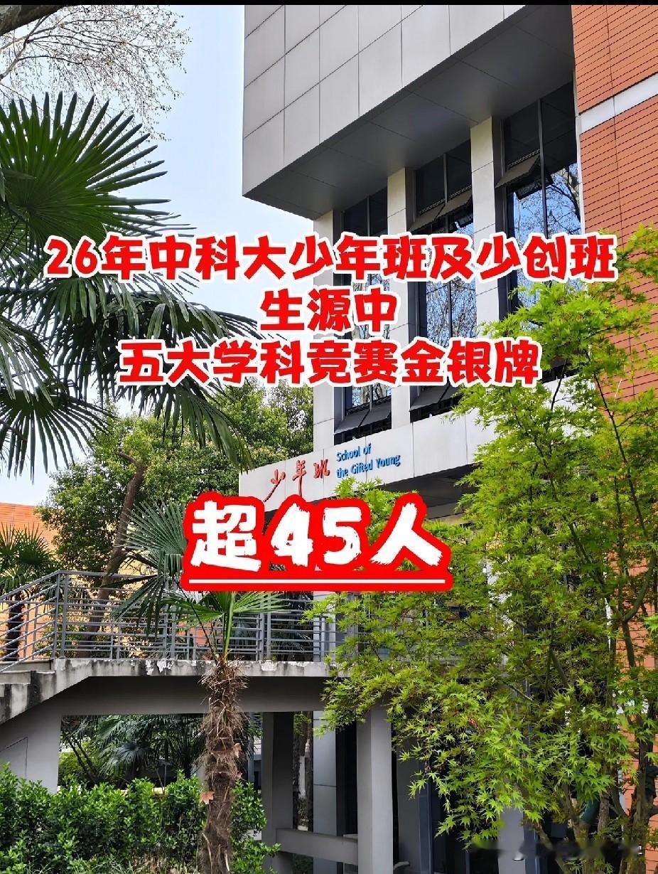 2026年中科大少年班、少创的班生源中五大学科竞赛金银牌的数量超过了45人

如