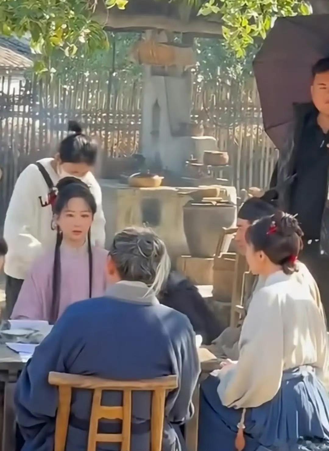 杨紫新剧家业造型  杨紫新剧《家业》的造型路透曝光，杨紫身着典型明代风格紫色圆领