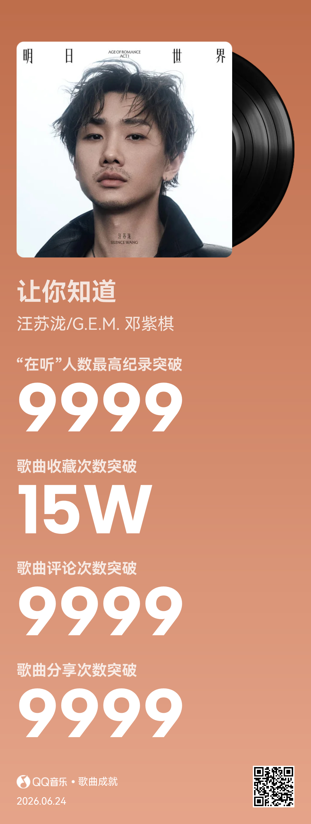 15万了！汪苏泷邓紫棋让你知道 汪苏泷/G.E.M. 邓紫棋《让你知道》让你知道