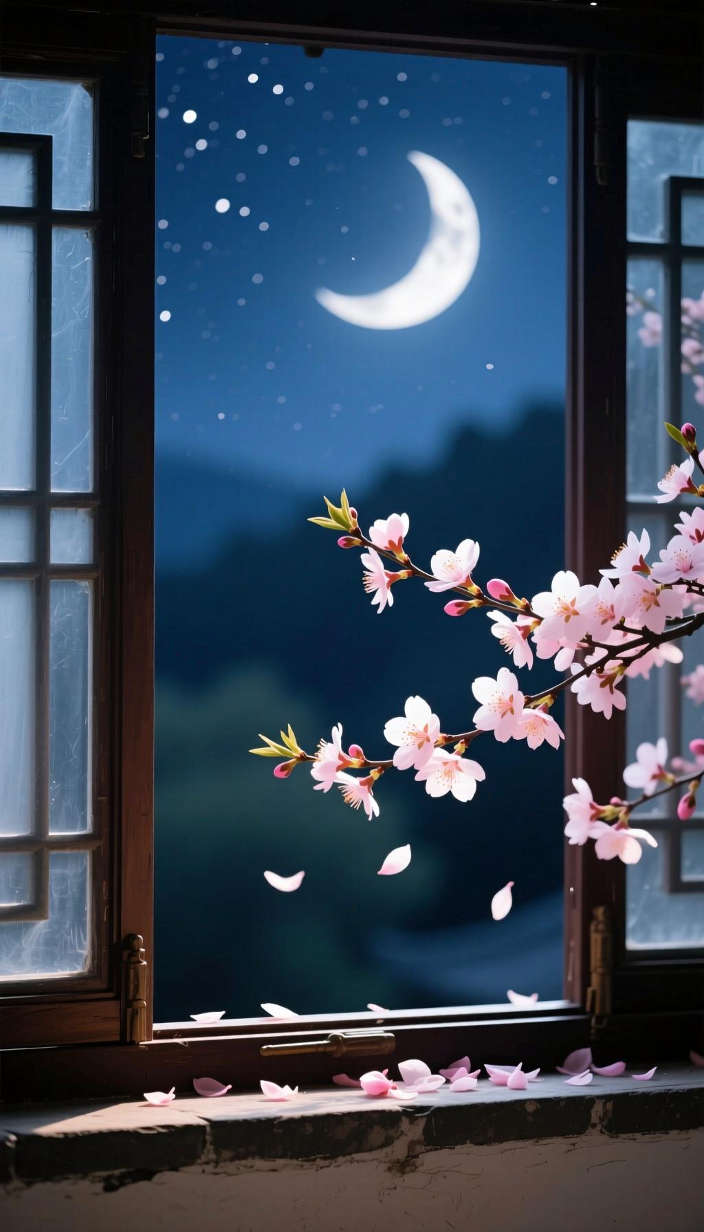 七绝·清夜闲吟
 
小窗风静月痕斜，
淡墨轻香伴落花。
不逐人间名利事，
一怀清