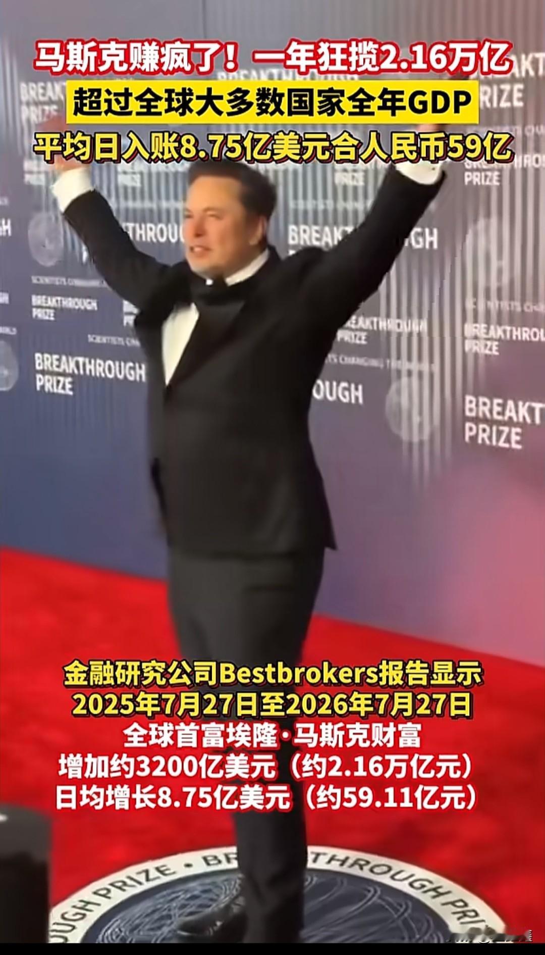 马斯克一年狂揽2.16万亿！日均入账59亿，财富暴增背后的真相藏不住了

当大多