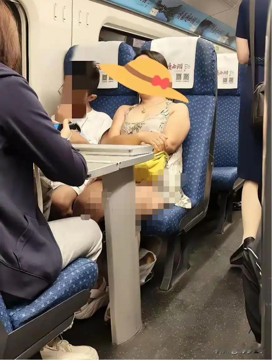 你看图中女士的衣服，在高铁穿合适吗[机智]？这位女士穿的，像是件家居连衣裙。
