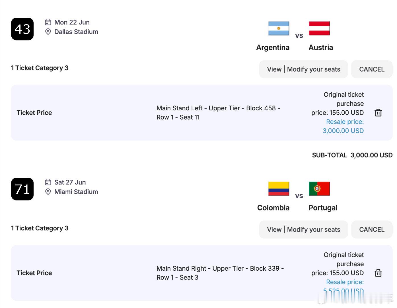 好消息：抢到世界杯门票了坏消息：是季军赛…不知道谁踢谁。赌一把咯，万一有阿根廷或