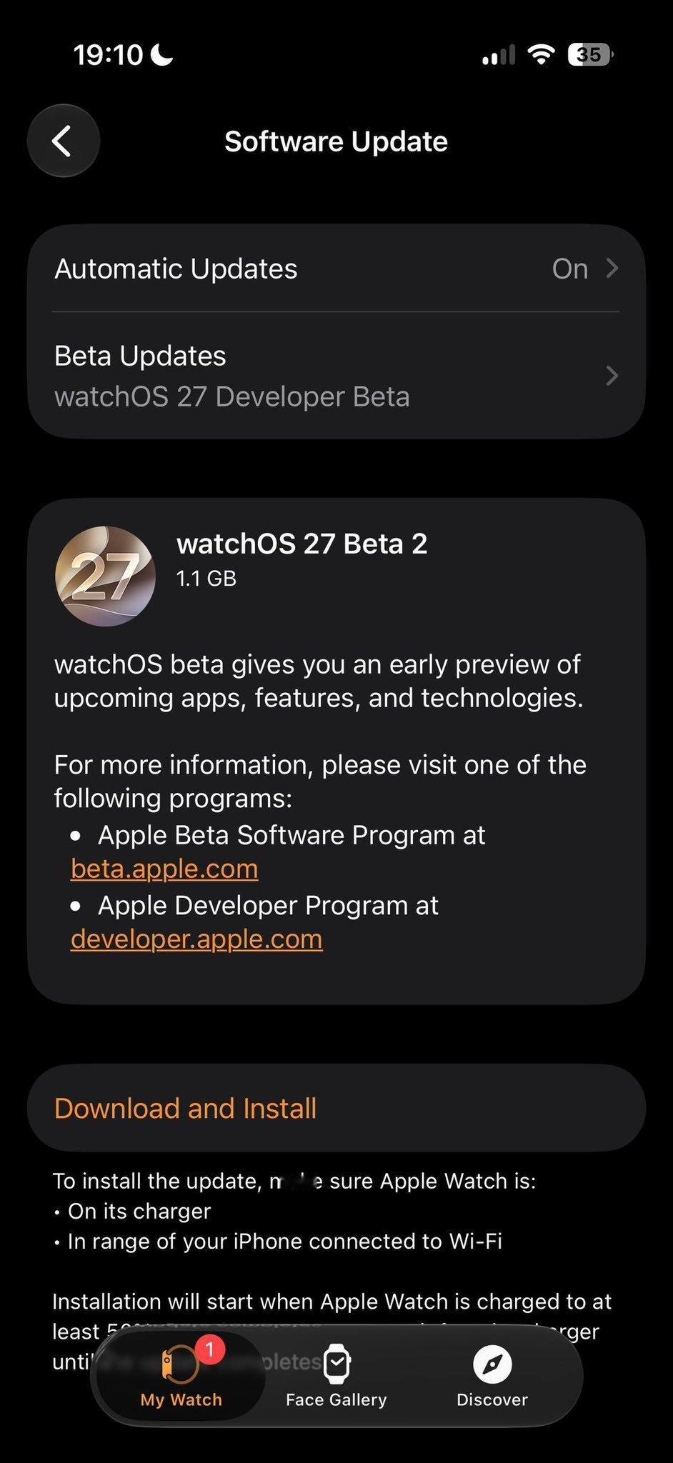 Apple 发布 Developer Beta 软件更新：watchOS 27 