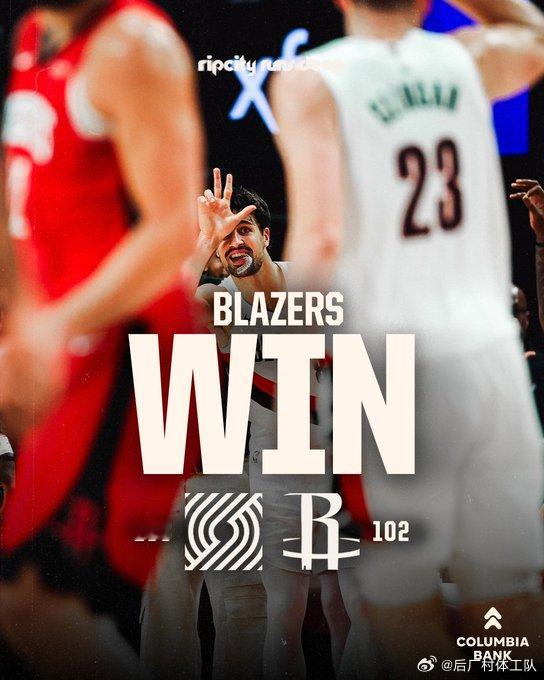 开拓者1分险胜火箭杨瀚森获固定轮换时间 开拓者103-102险胜火箭，杨瀚森登场