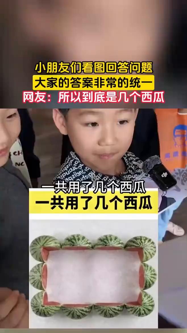 小朋友们看图回答问题，大家的答案非常的统一。网友：所以到底是几个西瓜？
4月29
