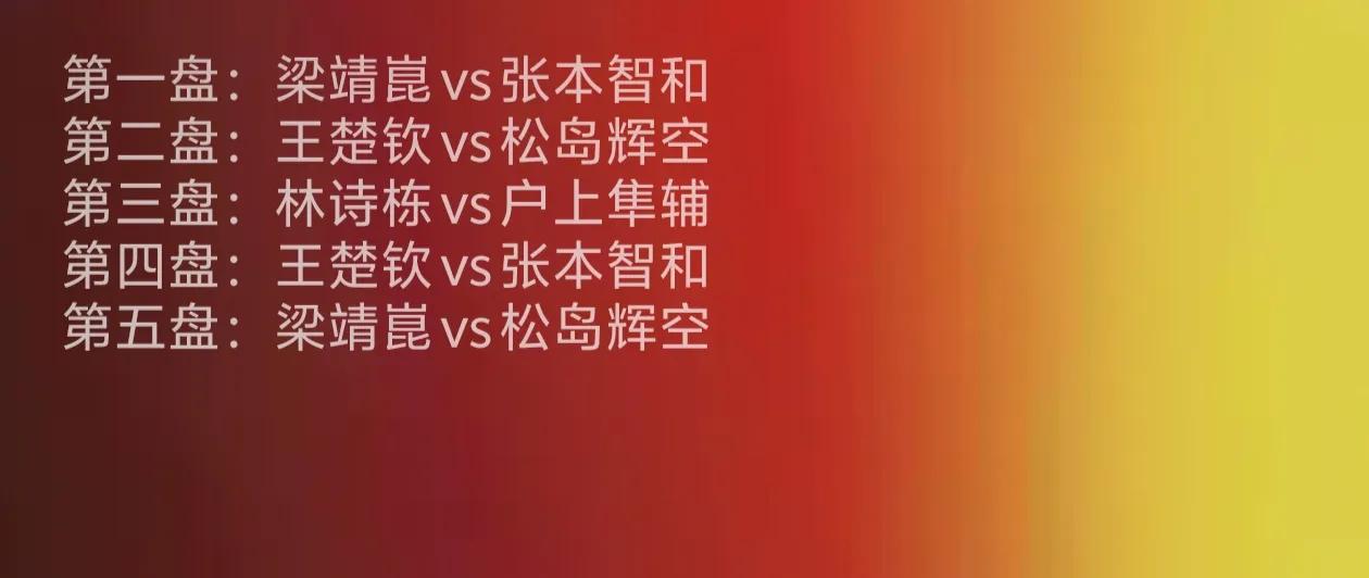 伦敦世乒赛男团决赛，
今晚（5月10日）11点，
中国男团对阵日本男团，
国乒男