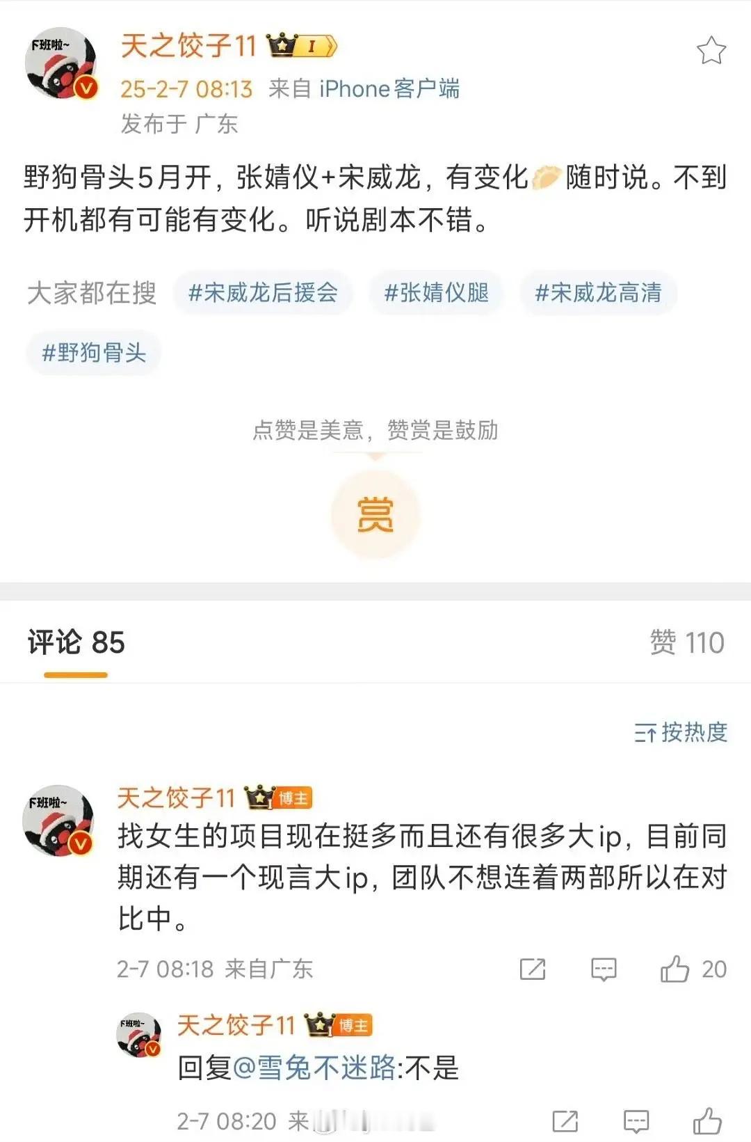 野狗骨头 宋威龙张婧仪 仪子还有一部现言大ip 