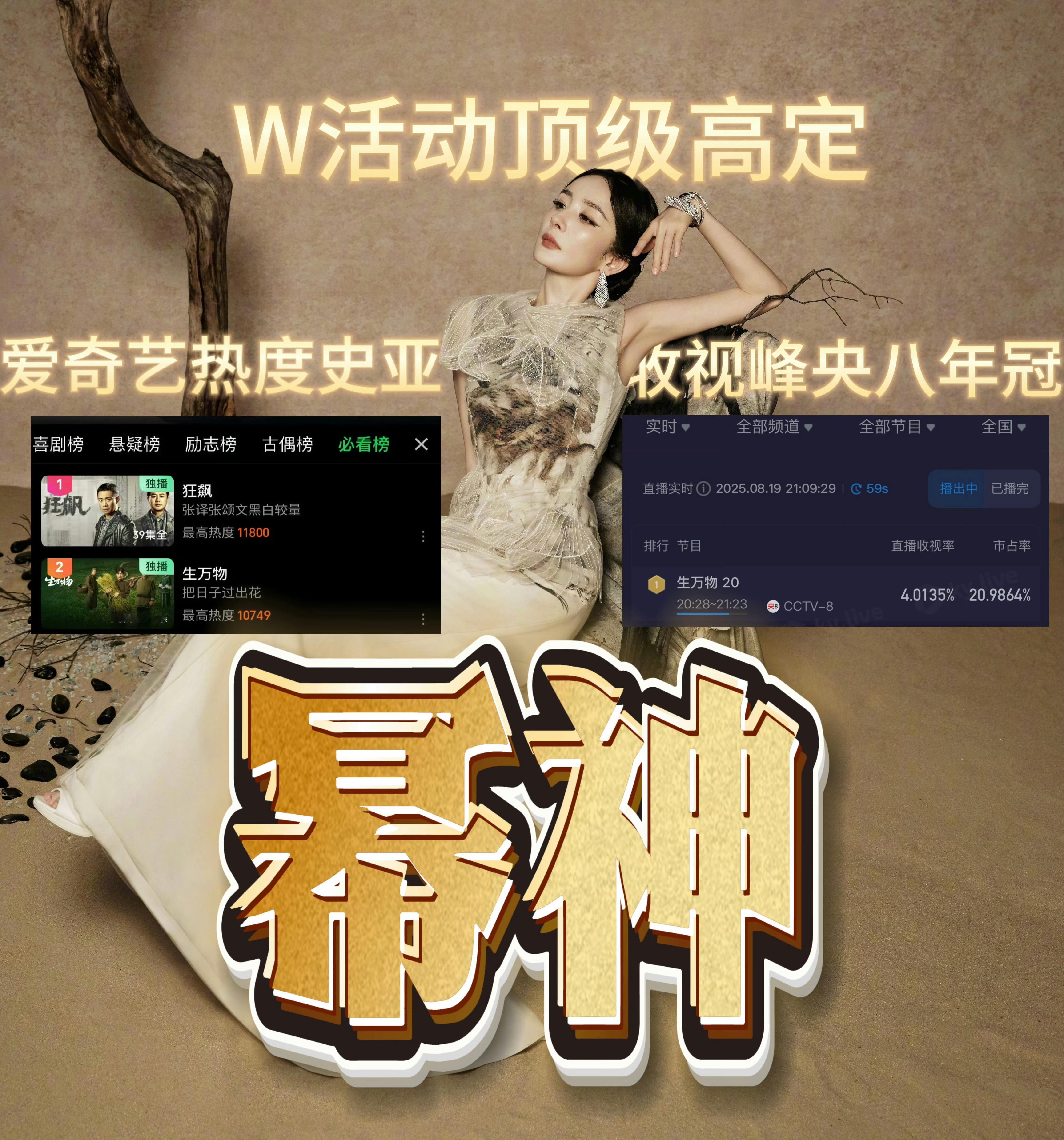 剧宣标杆 85花杨幂90花杨紫颖销号别来沾边，支持百花齐放！生万物目前已经达成【