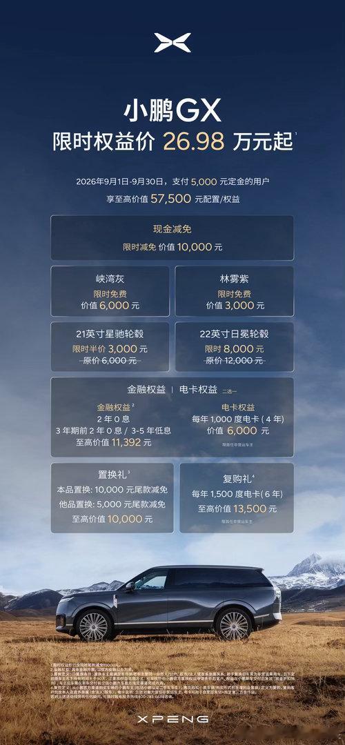 🚗 小鹏GX 9月限时权益倒计时文案小鹏GX 九月限时权益进入倒计时‼️限时权