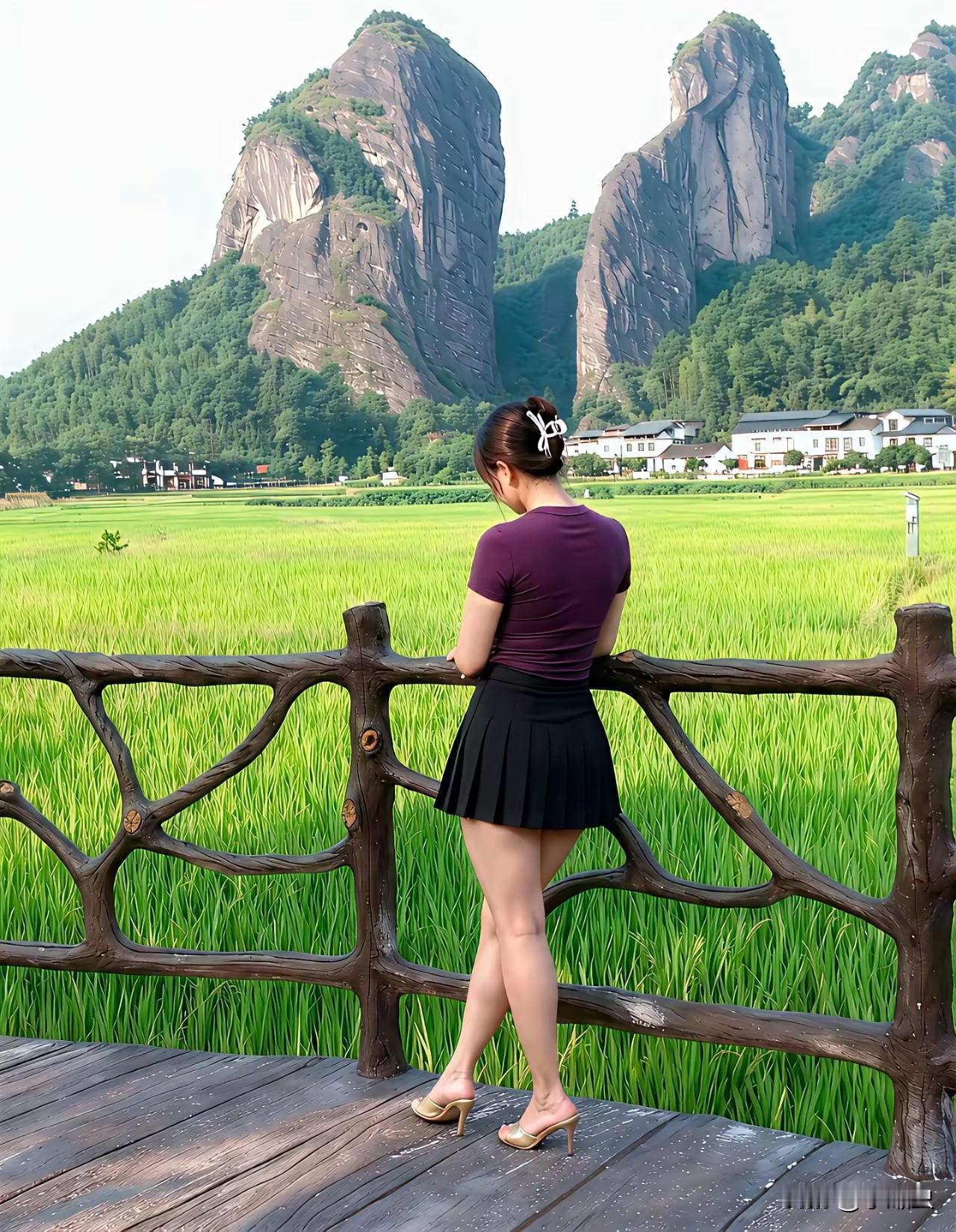 背景图真漂亮，人要趁年轻多拍照。
这位美女要是前10年来拍照，那绝对100分，现