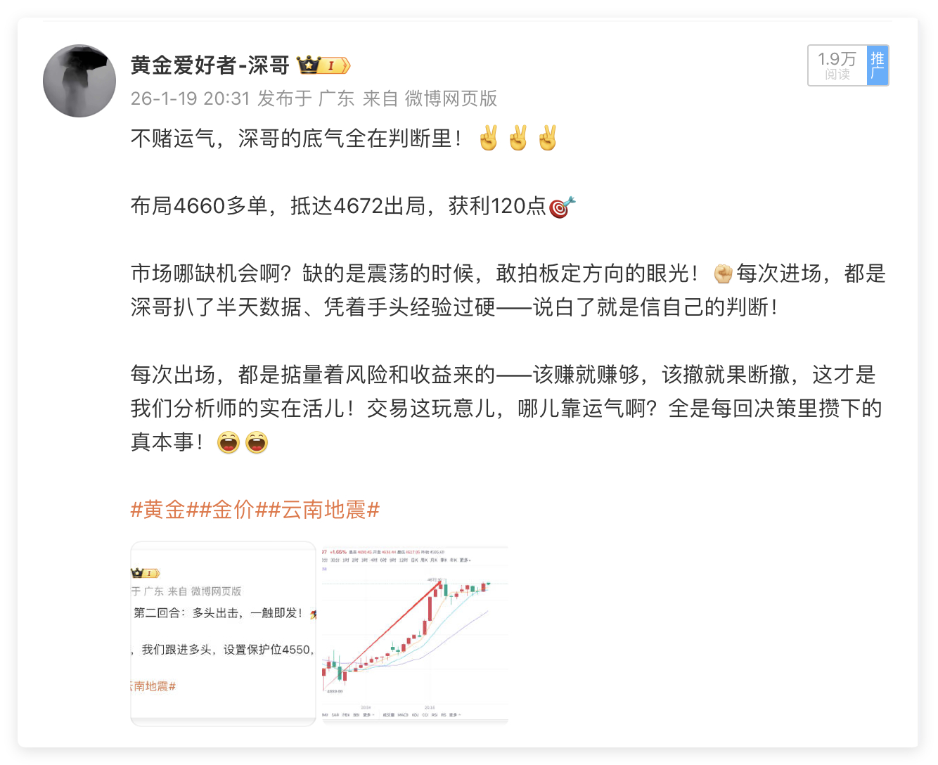 1月16日周一布局回顾：单日战绩220点🎯🎯黄金4663多单，抵达4673出