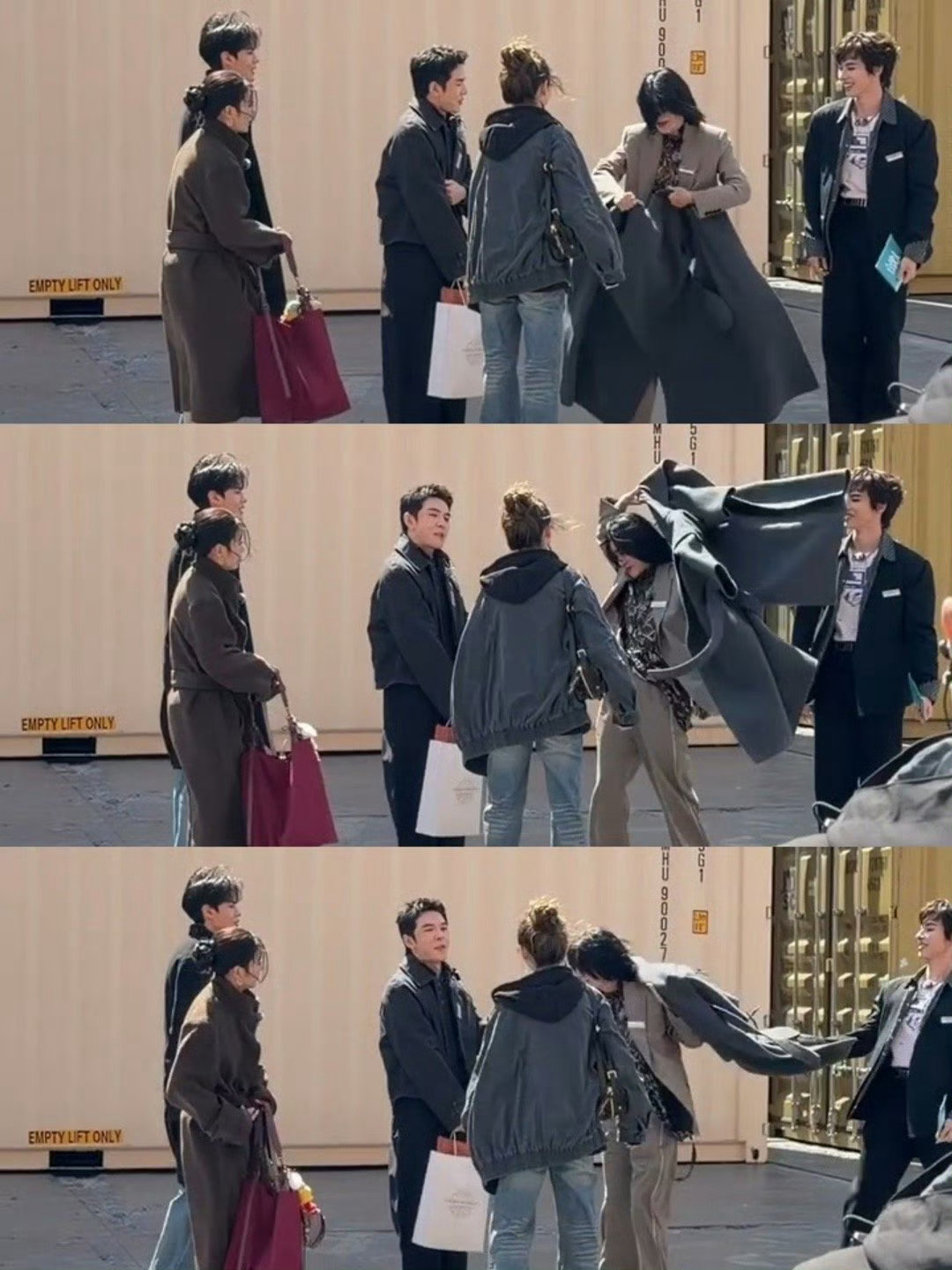 尚雯婕一把就把颜安扇走了 尚雯婕大衣一挥如“风之狂舞”，颜安秒变“被扇小精灵”，