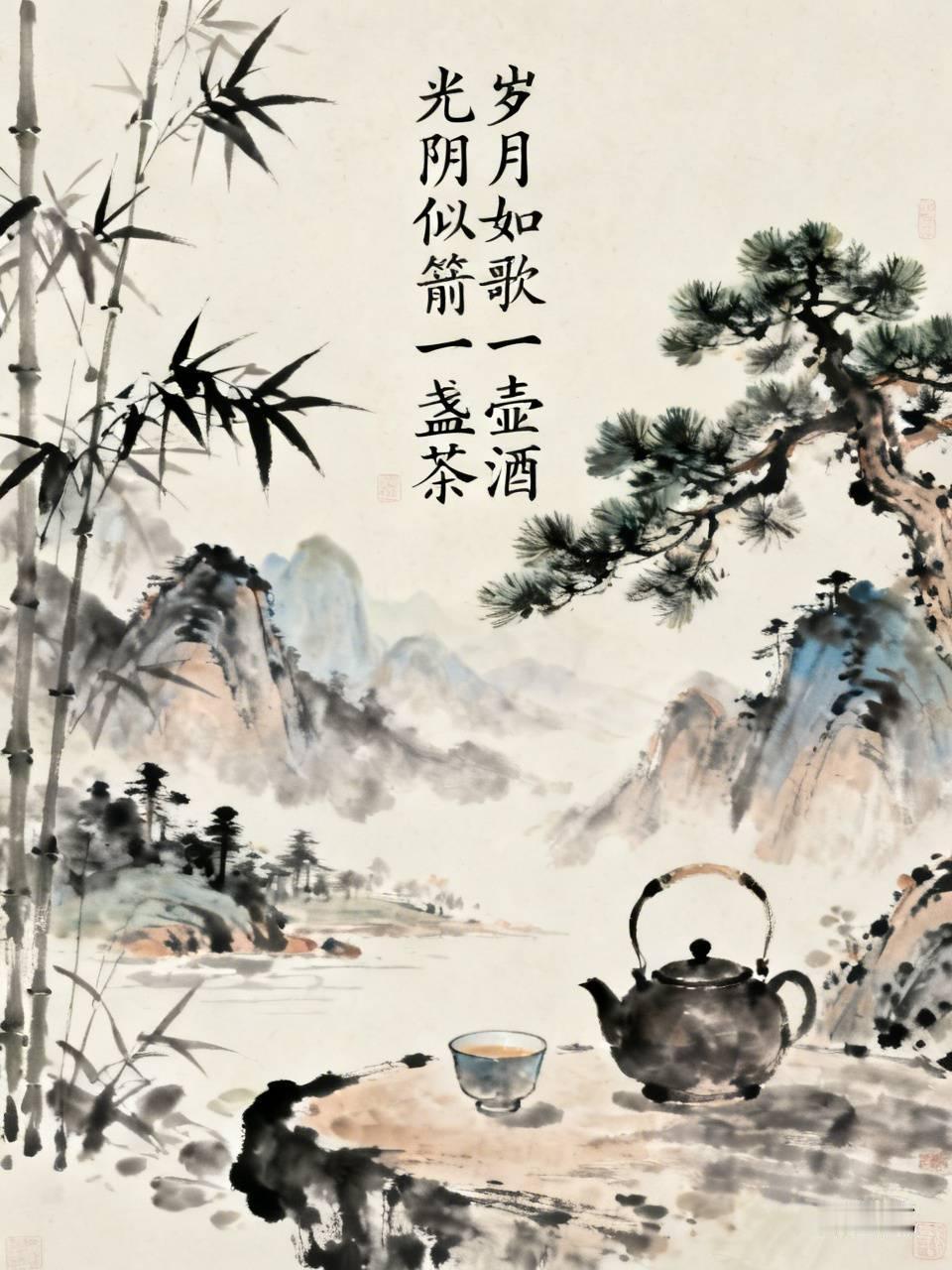 下联：光阴似箭一盏茶。