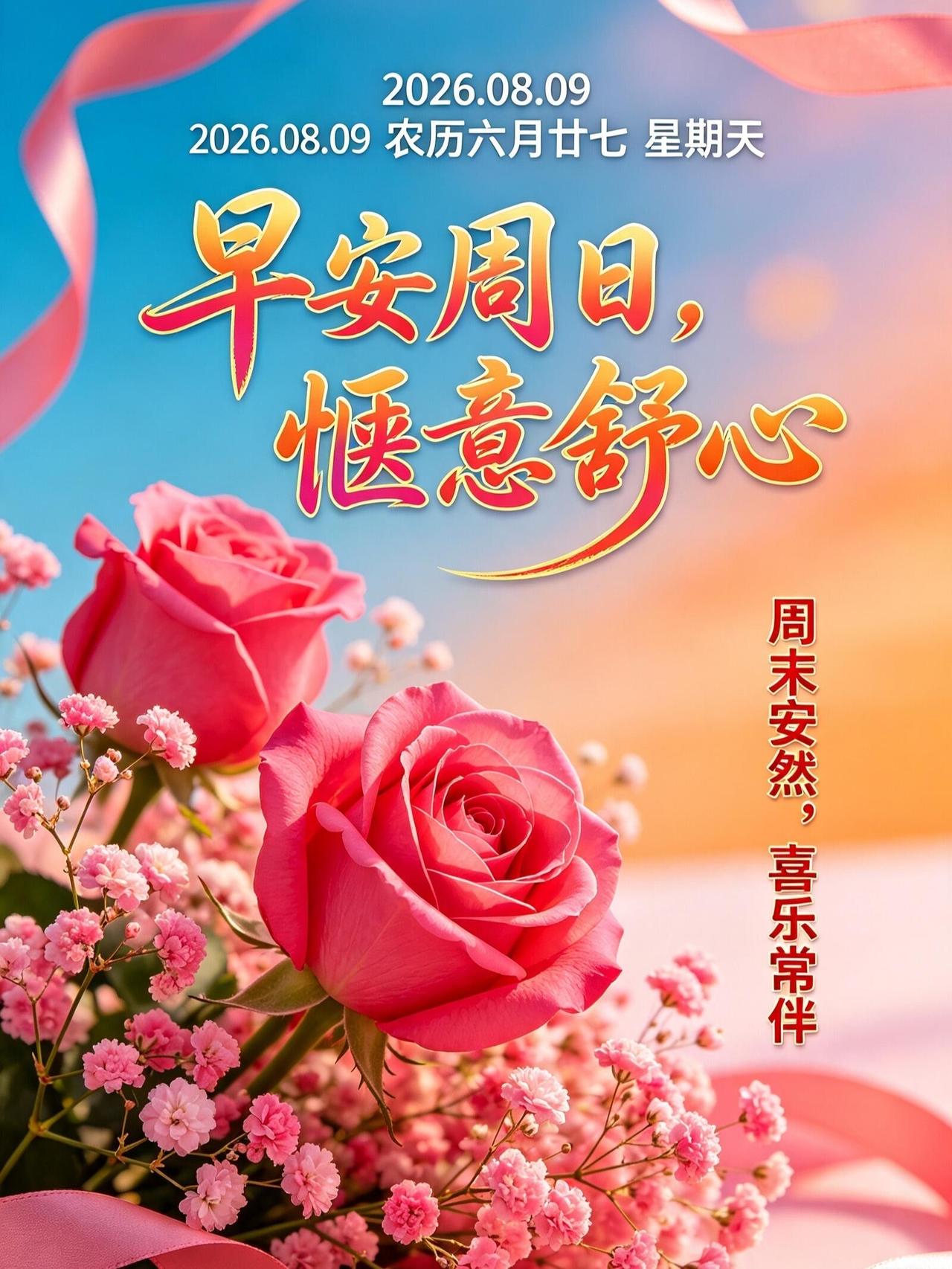 周日早安，初秋安康🌷！崭新的8月9日周日如约而至，柔和晨光铺满大地，空气中满是