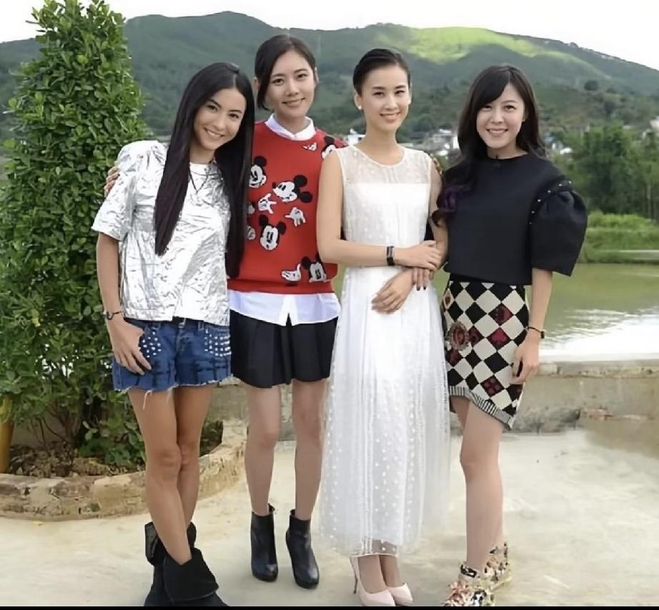 这是张柏芝、秋瓷炫、黄圣依、李金铭四人录制乡村综艺《明星到我家》时的合影。
一眼