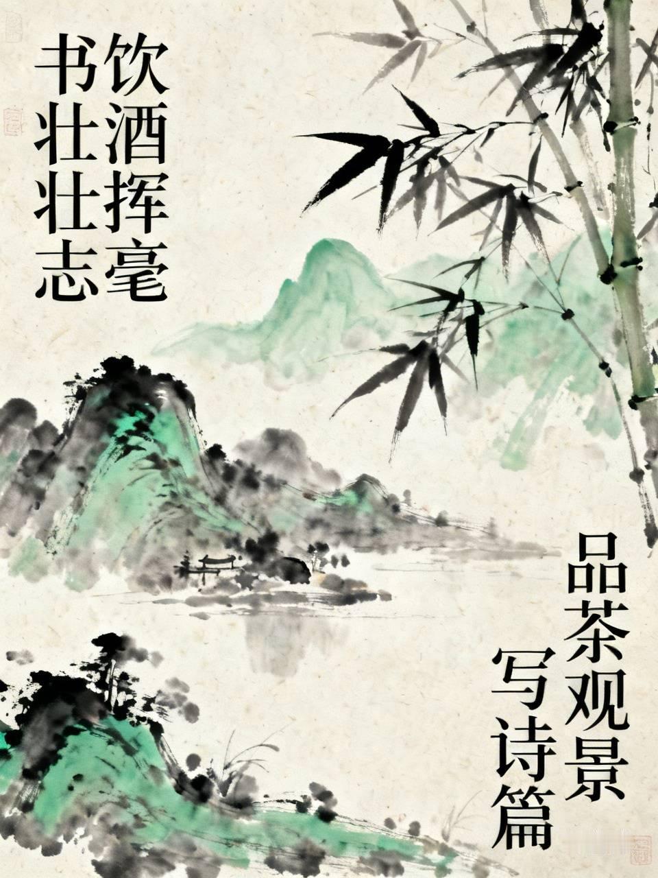 下联：品茶观景写诗篇。