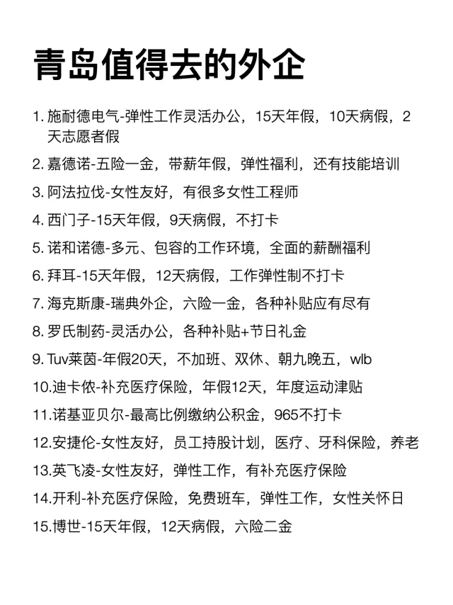 青岛这些外企还是很香的