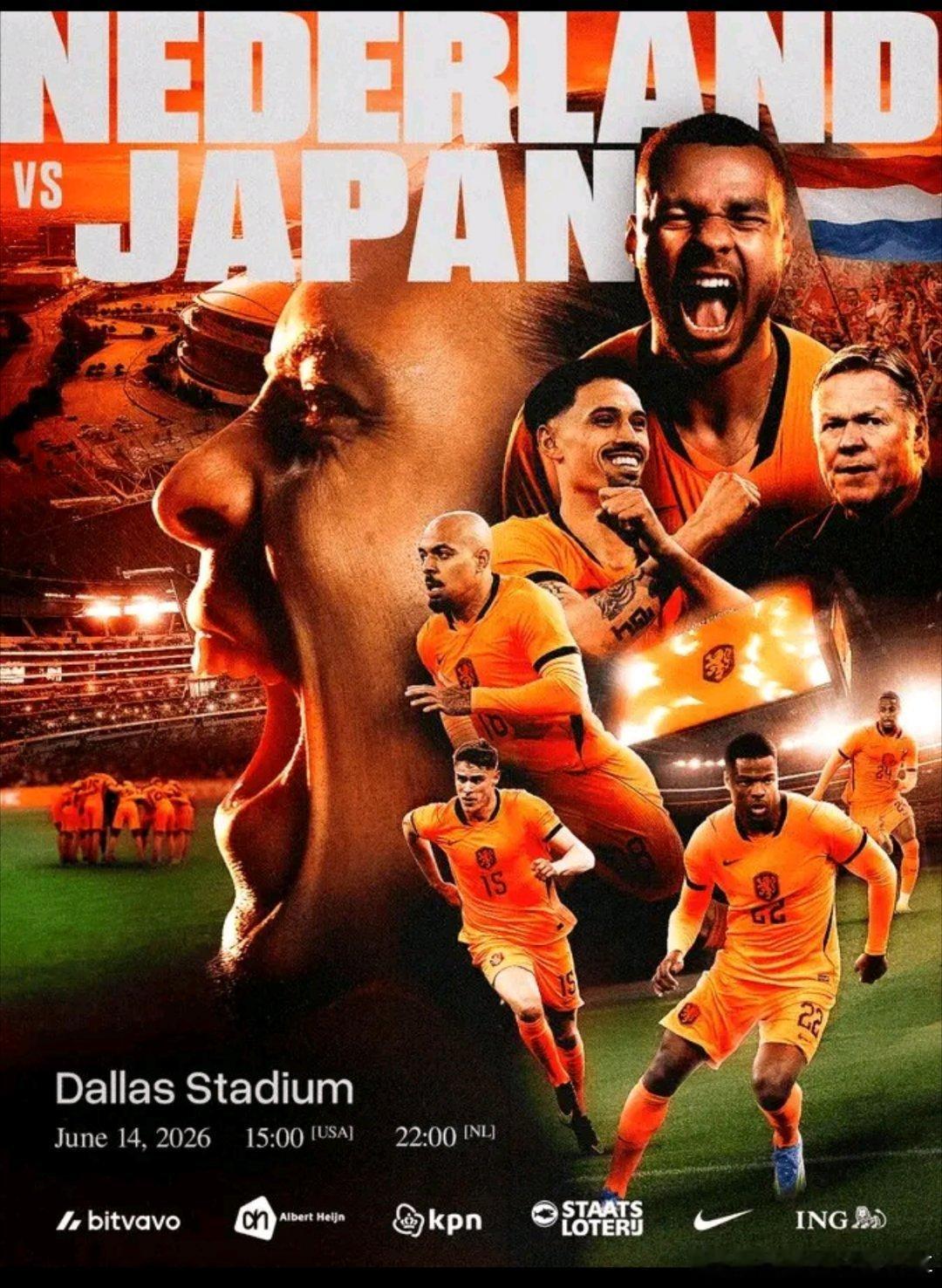 06月14日讯 北京时间6月15日凌晨，世界杯小组赛，将对阵。赛前，橙衣军团官方