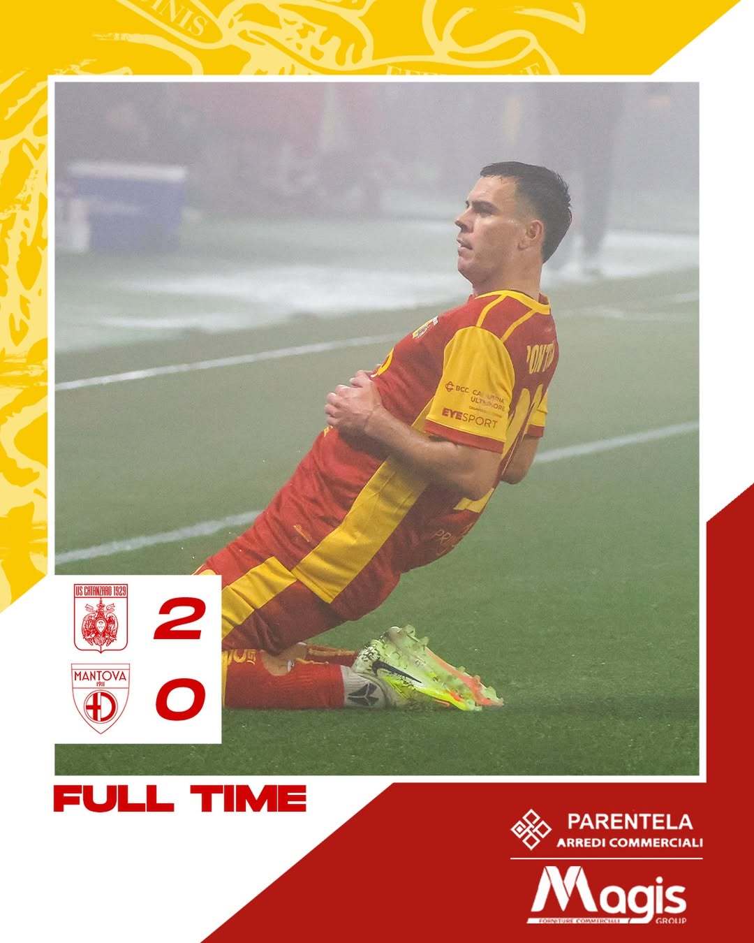 意乙 卡坦萨罗主场2：0击败曼托瓦队，利贝拉里🇮🇹首发出场70分钟。