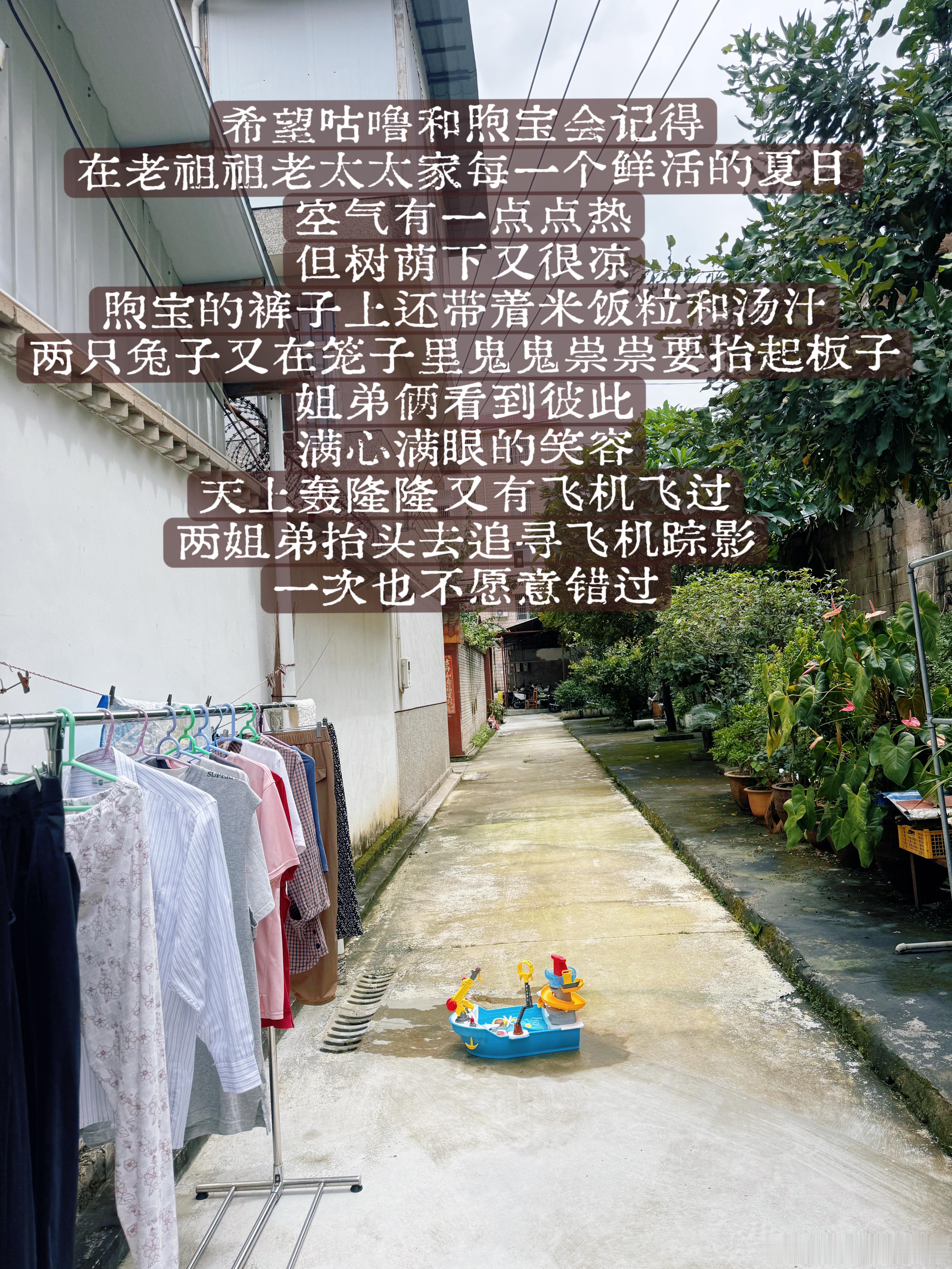希望咕噜和煦宝会记得在老祖祖老太太家每一个鲜活的夏日空气有一点点热但树荫下又很凉