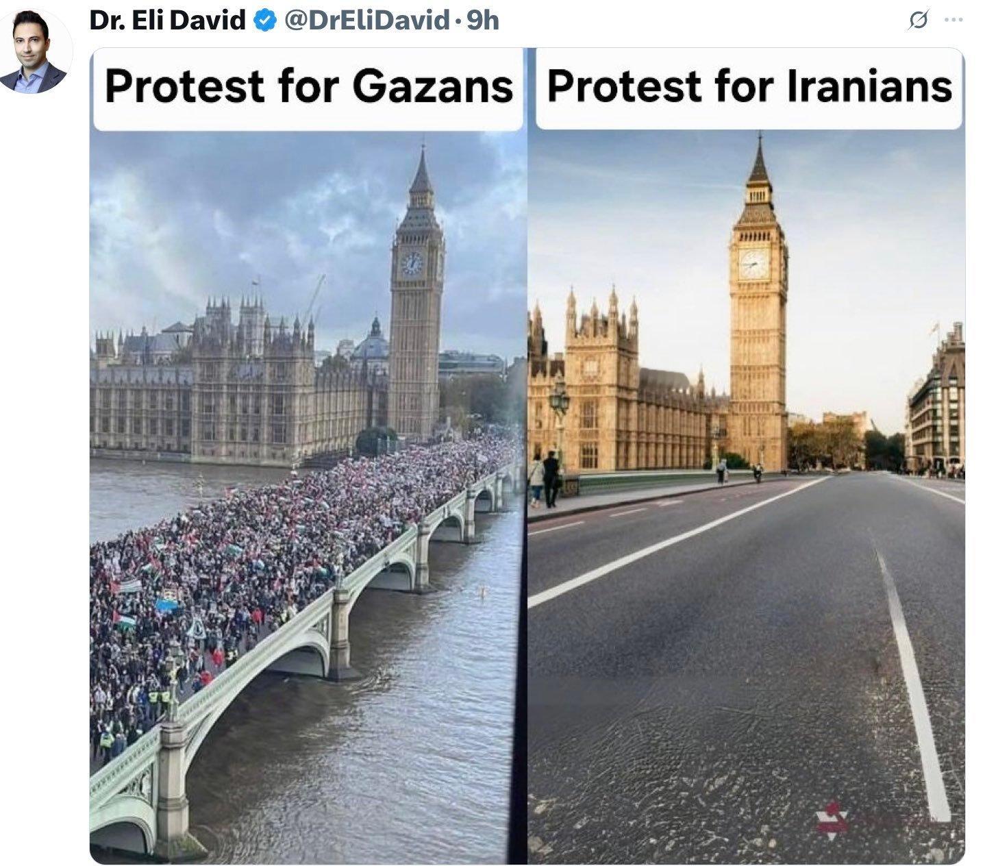 这很正常：当发生种族灭绝和战争罪行时，会有数以百万计的人进行抗议。而当摩萨德（M