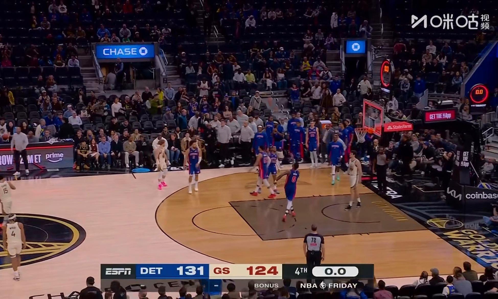 勇士顽强抵抗，也就输了7分。 活塞vs勇士