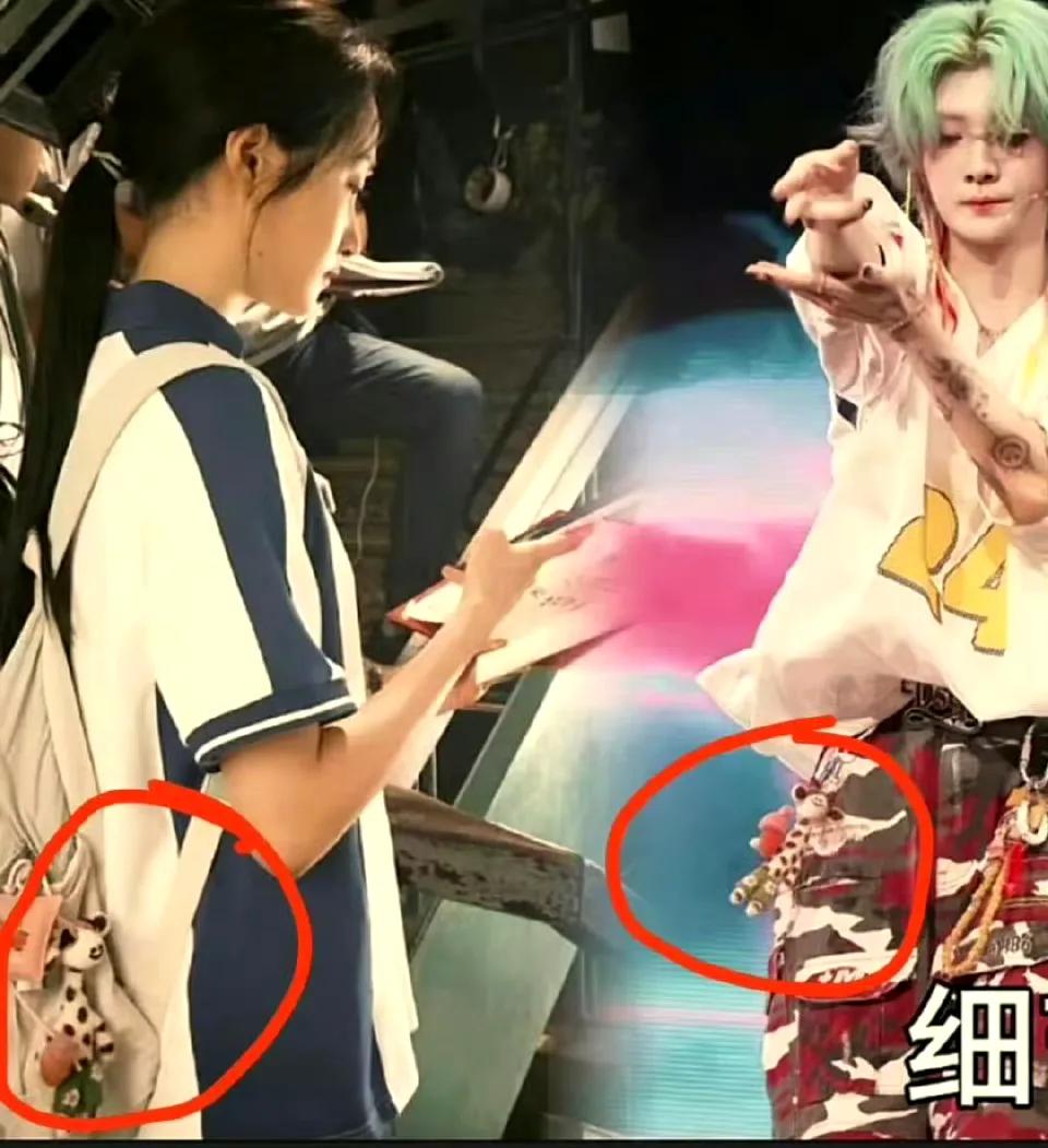 鹿晗关晓彤这是还没分手吧，有网友发现两人还在用着同款玩偶挂件，鹿晗演唱会上戴着一