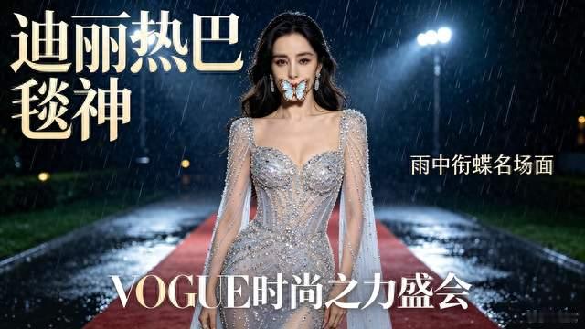 迪丽热巴再封神！雨中衔蝶走红毯，难怪大家叫她毯神