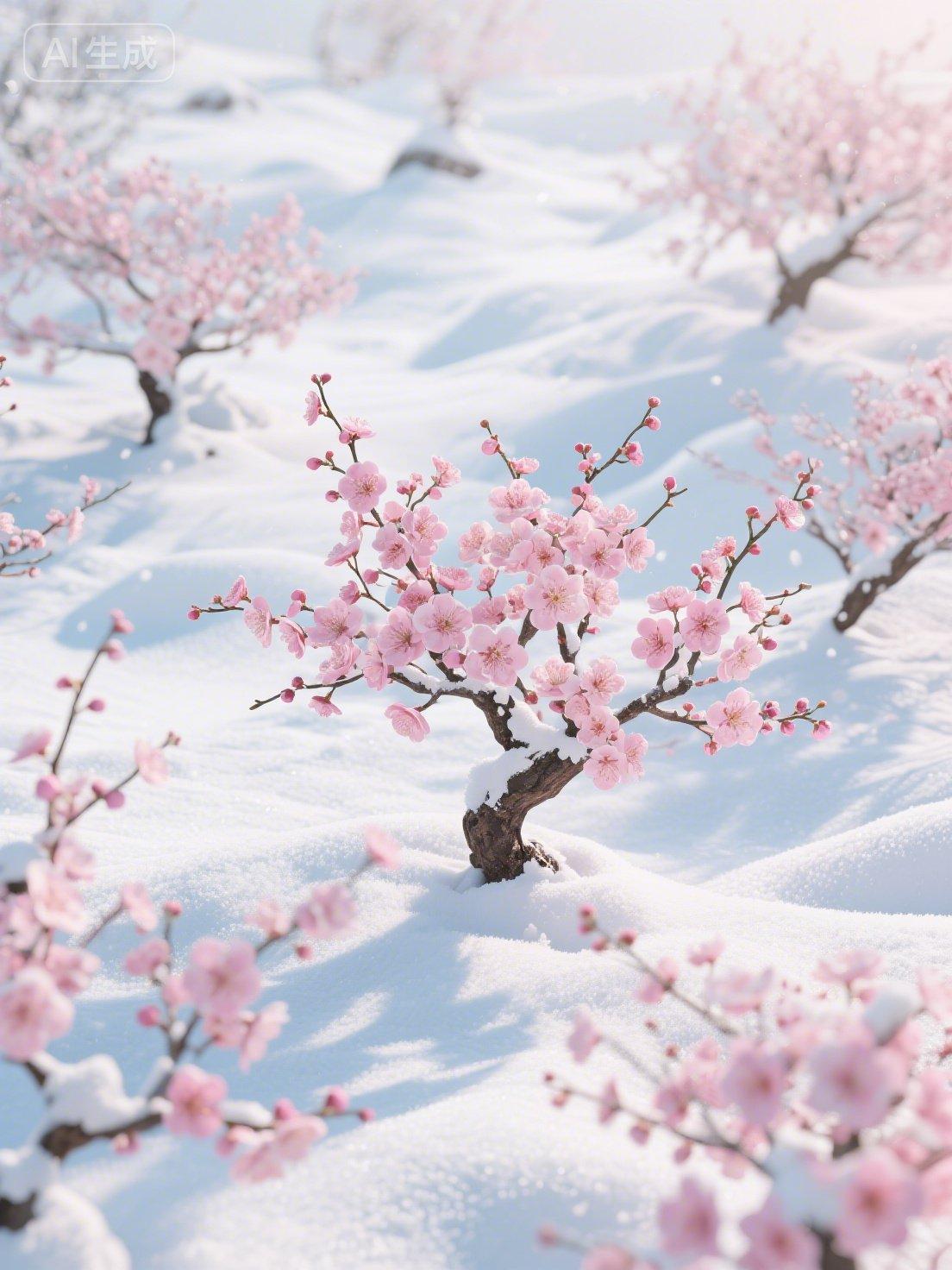  雪压红梅枝上俏，寒凝傲骨暗香来