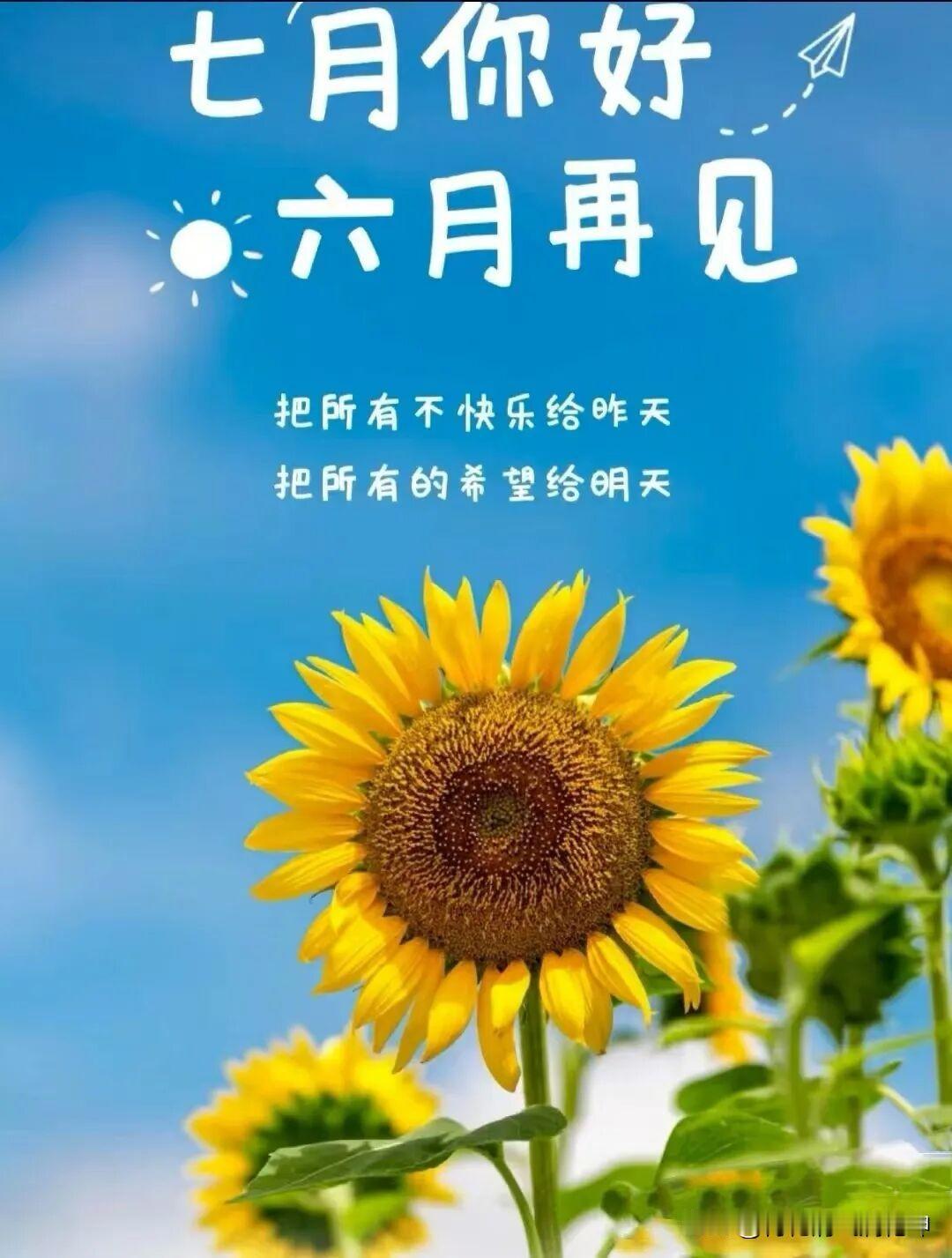 七月你好，六月再见，把不快乐留给昨天，把希望留给明天！🌻🌞