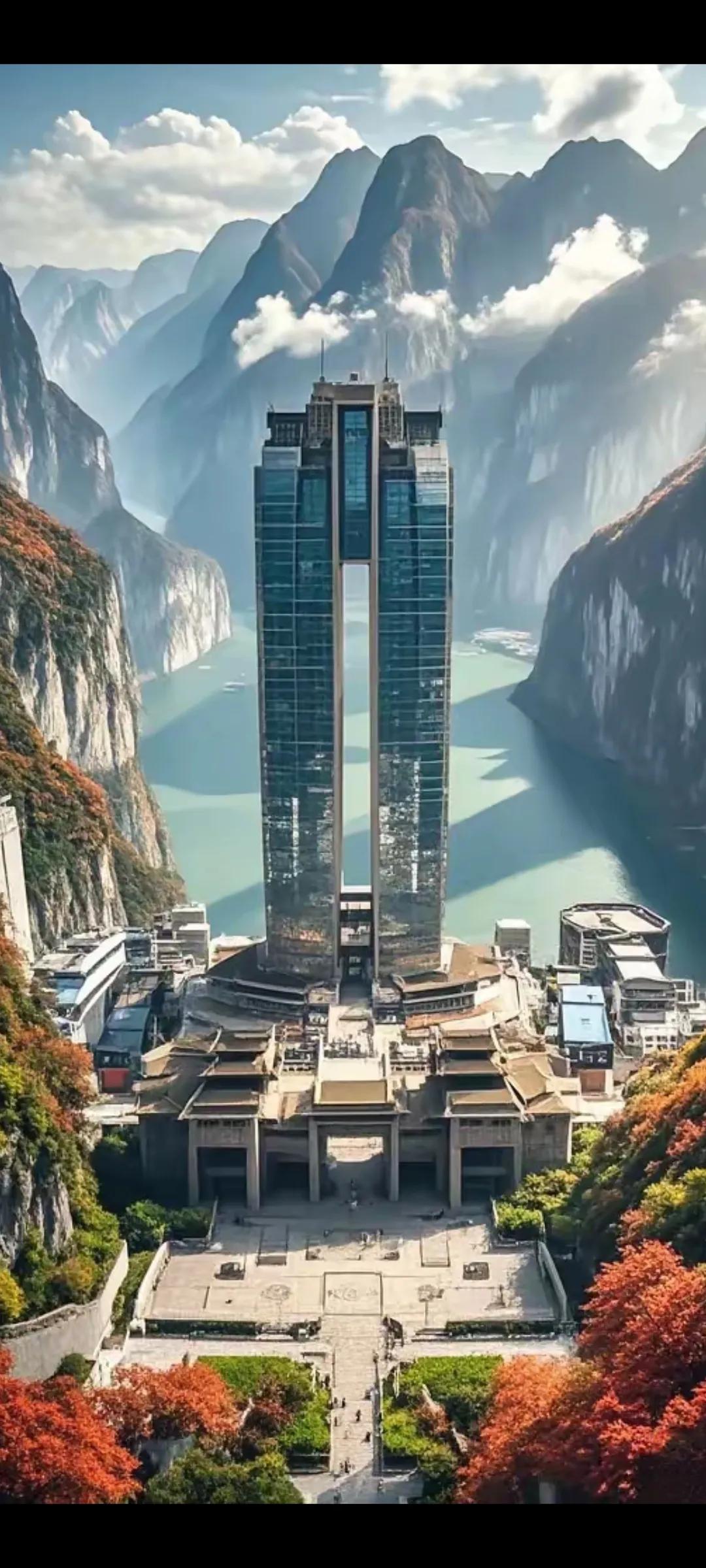 云中楼阁耸翠山，古韵今风共一川。