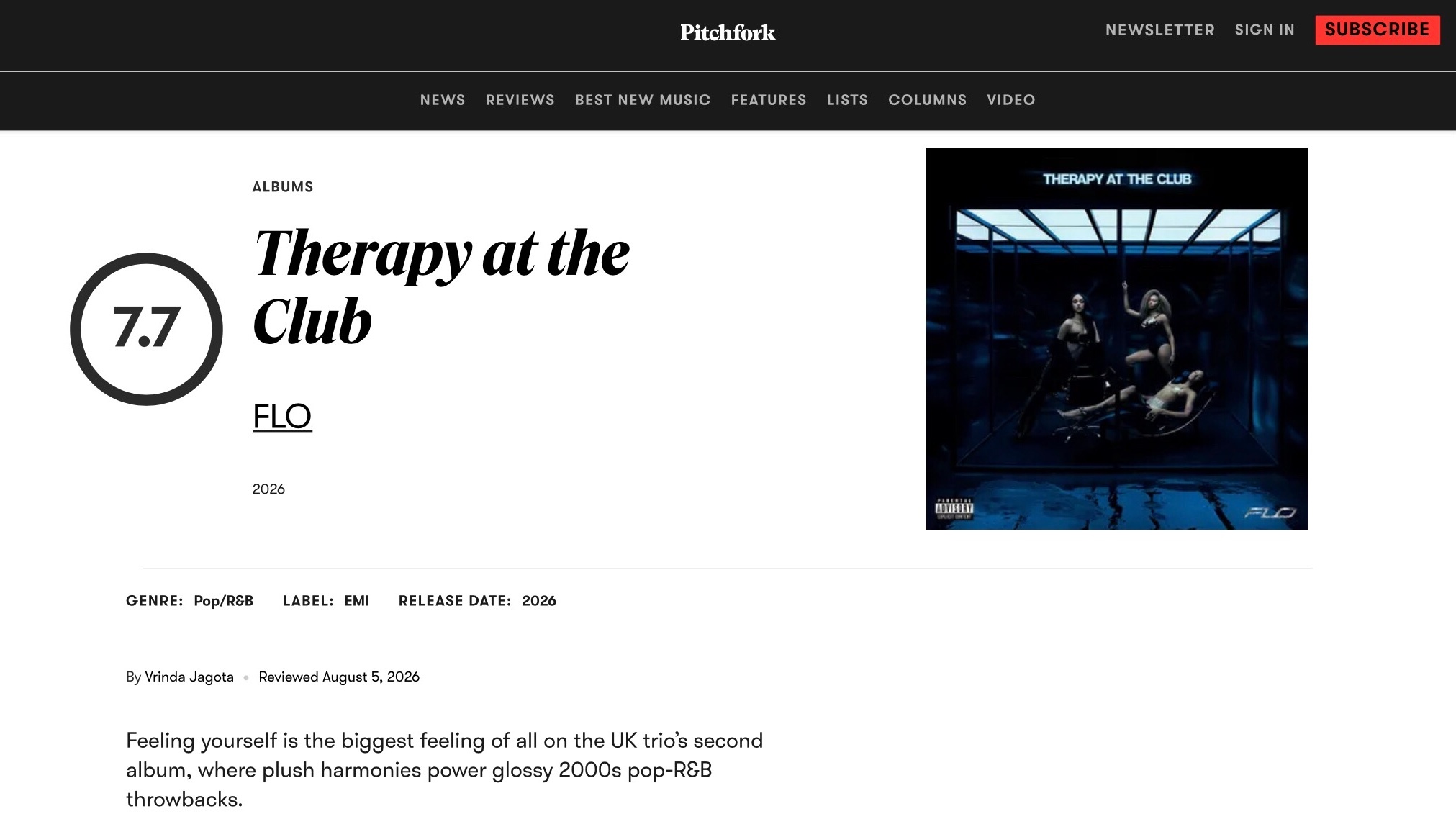 【乐评历史】乐评机构 Pitchfork 为 FLO 各专辑评分一览： 