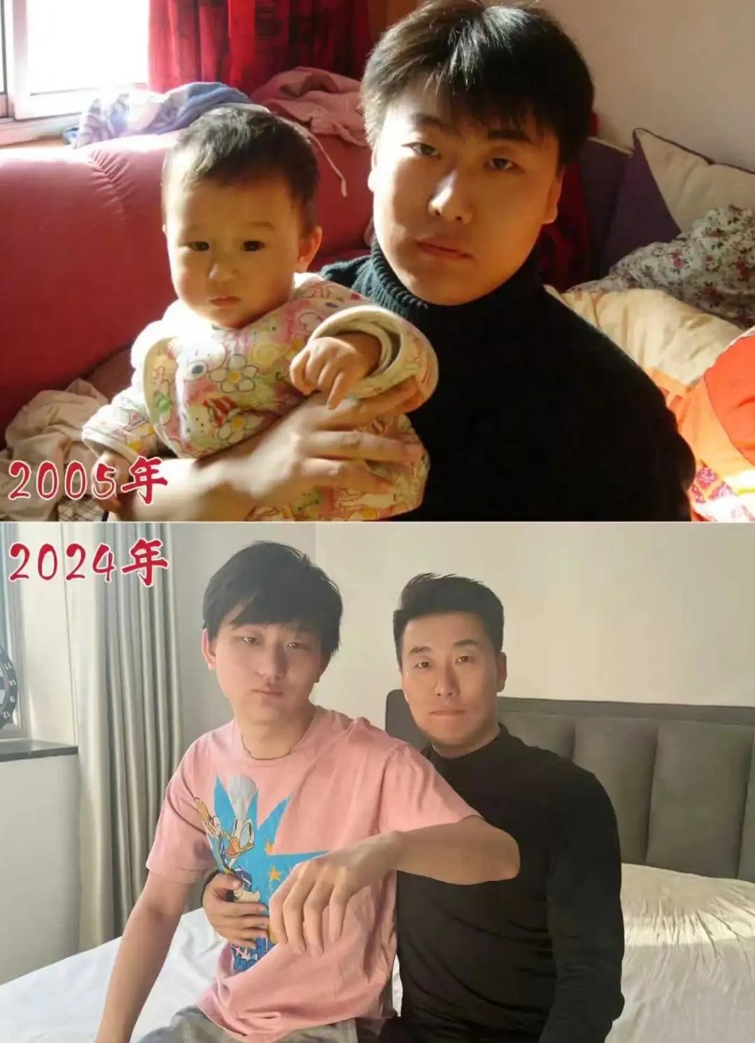二十年前后对比，孩子变成了他爸的模样，他爸几乎没变！