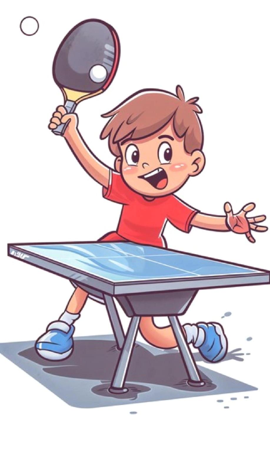 我下班后和石先生到盛和社区游乐场打乒乓球。
一个小男孩在旁边看了约摸有两分钟，说