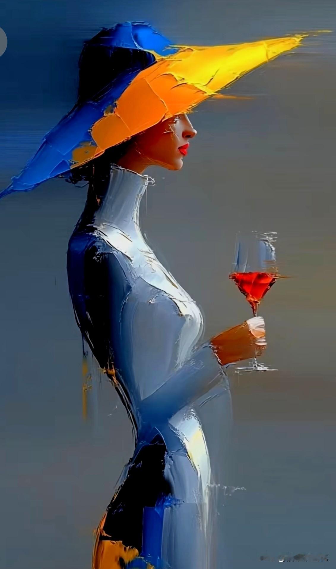 看图说话：强大的AI生成了抽象的美女人像，线条流畅，色彩唯美，构图简约，背景简洁