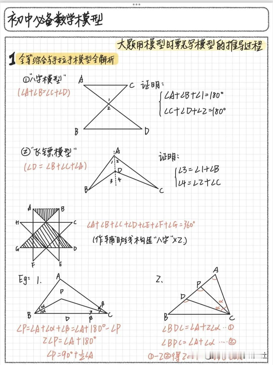 【初中数学3年，必出的几何模型，收藏起来吧】
中考数学几何模型，初中数学知识点，