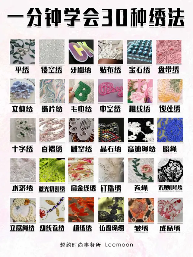 刺绣分享｜一分钟学会30种绣法