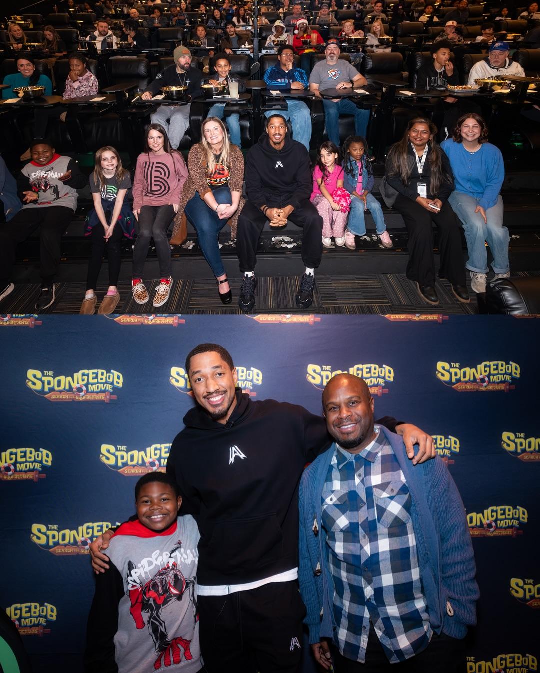 回馈球迷！阿龙-威金斯近期与球迷一同观看《海绵宝宝》电影