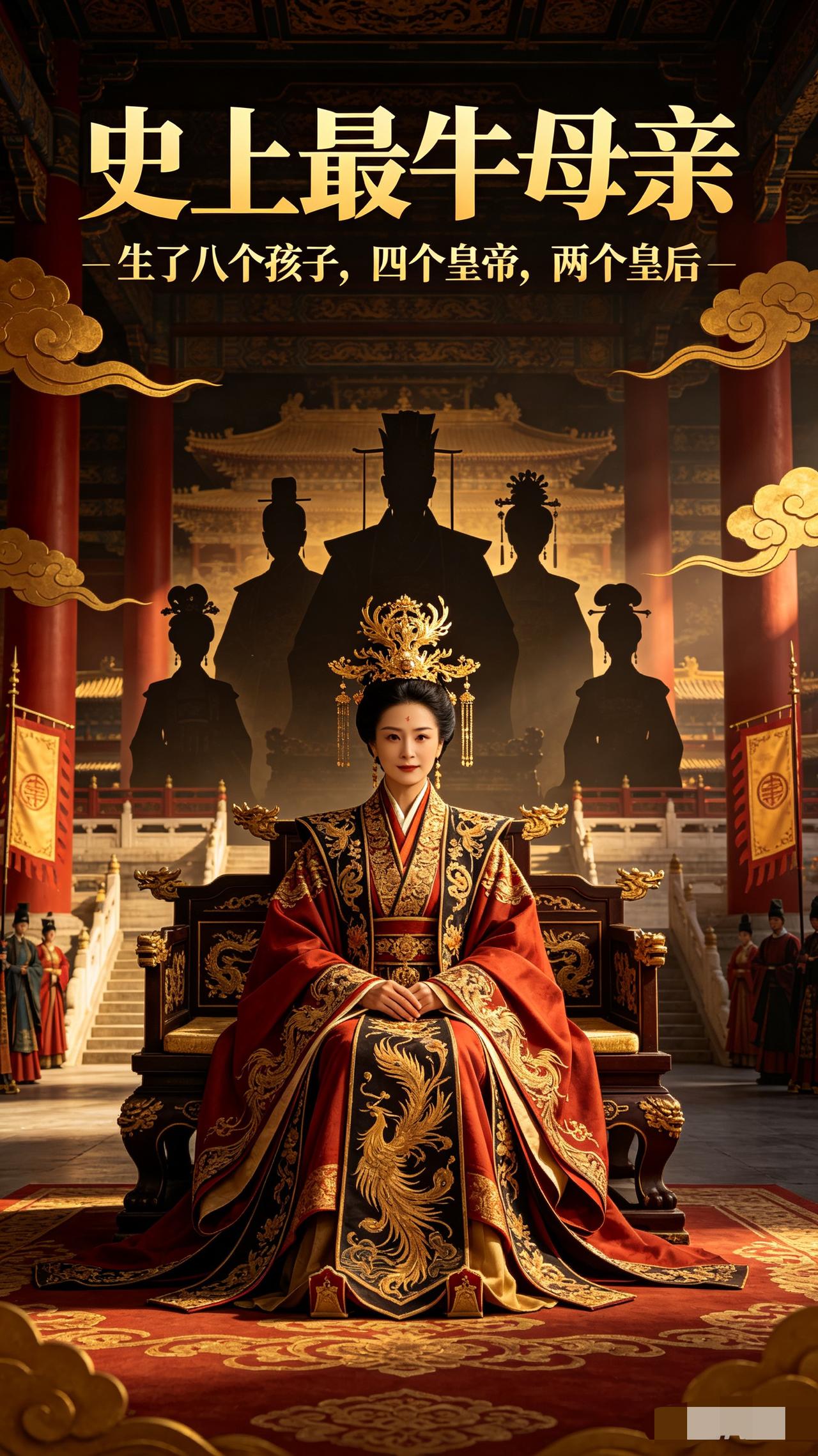 史上最牛母亲：一生生下8个子女，4个儿子当皇帝，2个女儿做皇后

中国历史上，出