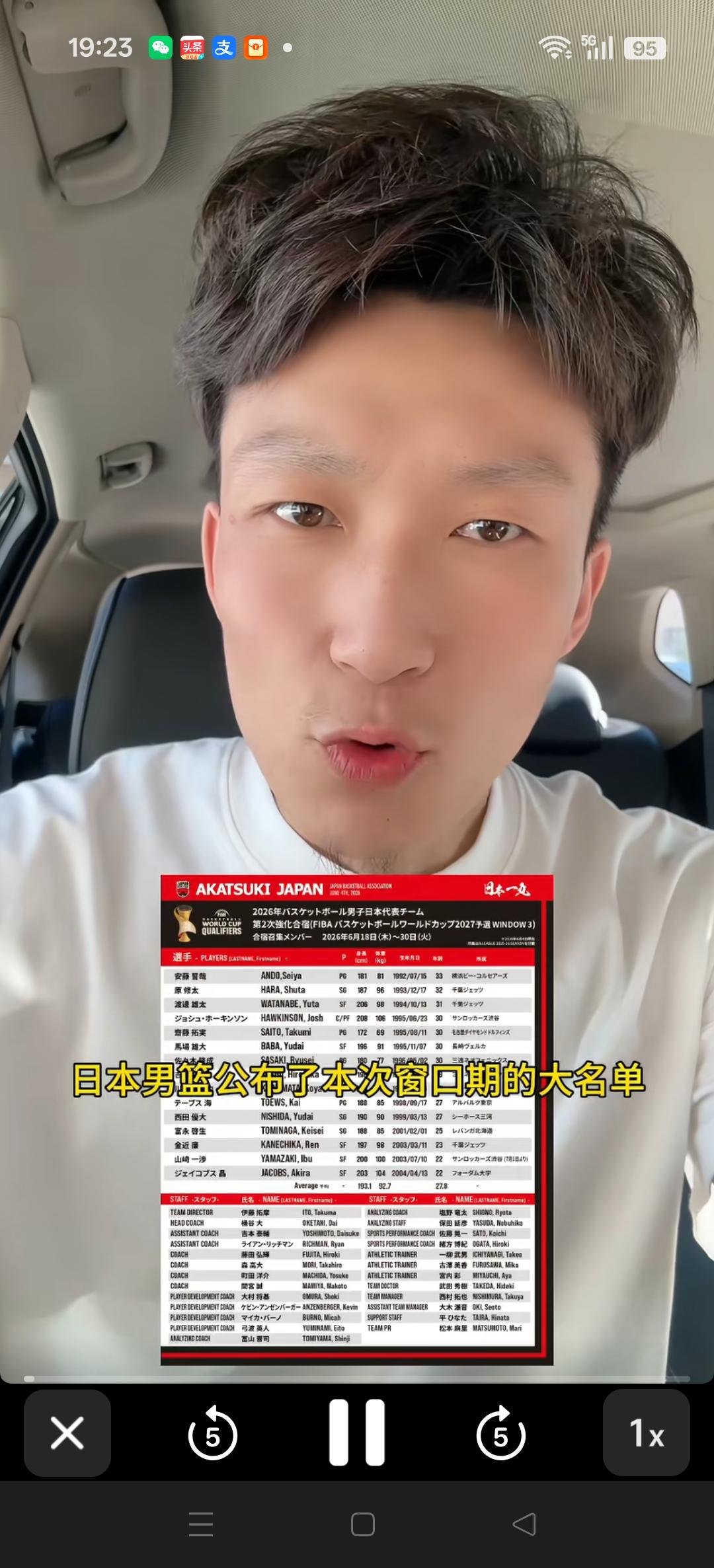 媒体报道日男篮公布本次窗口期的大名单。
日本男篮的两名主力，河春永辉，八村磊没有