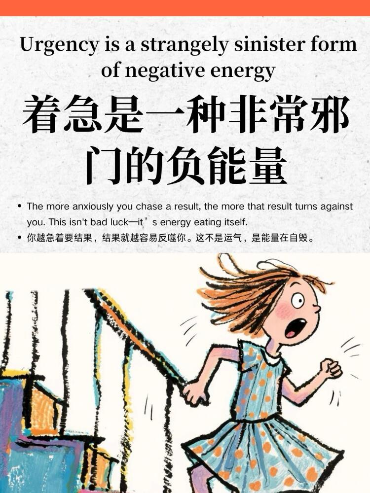 很有道理，着急是一种非常邪门的负能量。 