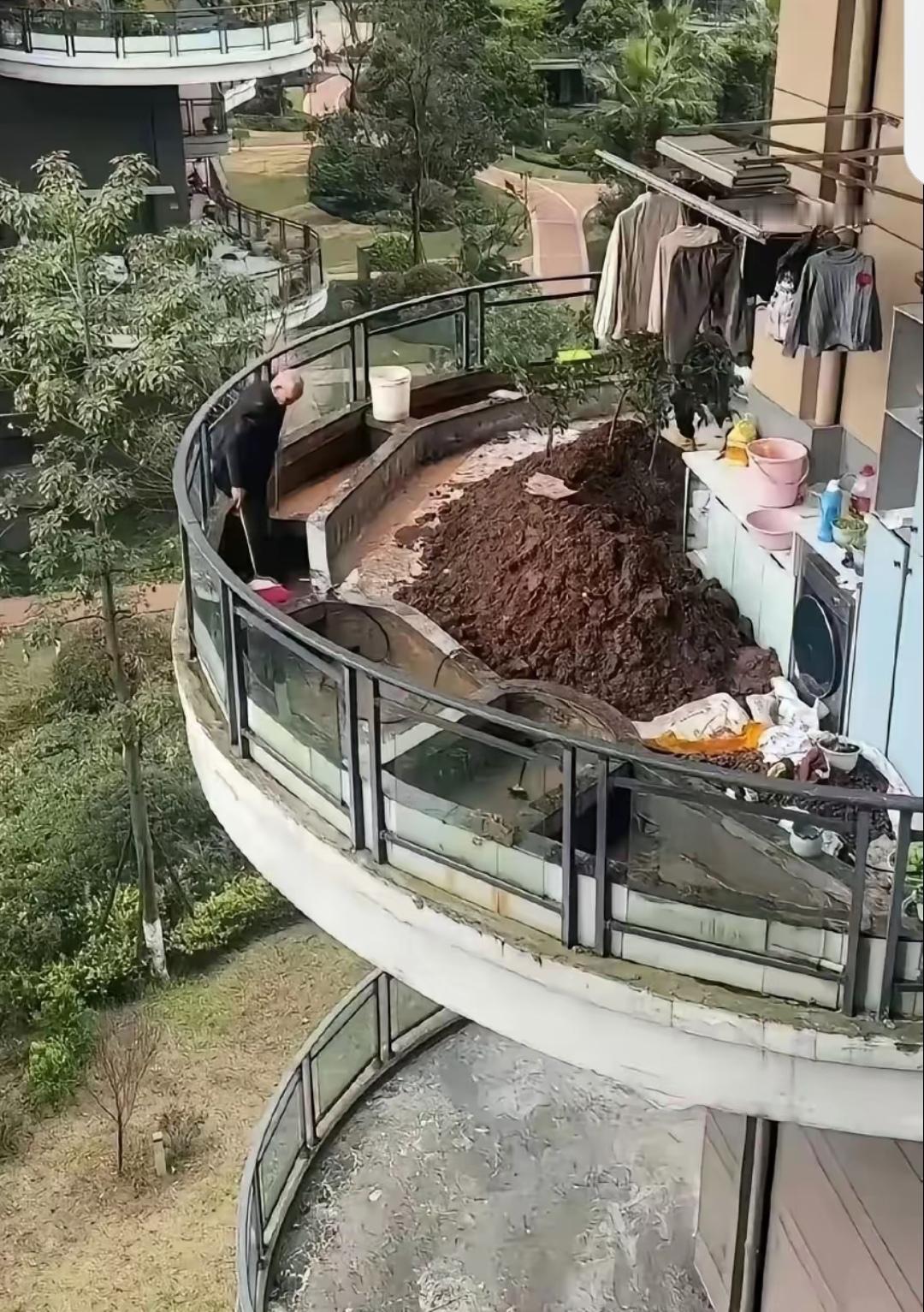 大爷真是无知者无畏呀！难道他不怕压塌吗？