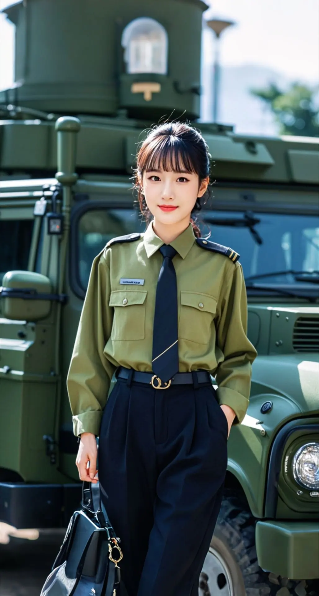 AI扩图 AI军绿英姿