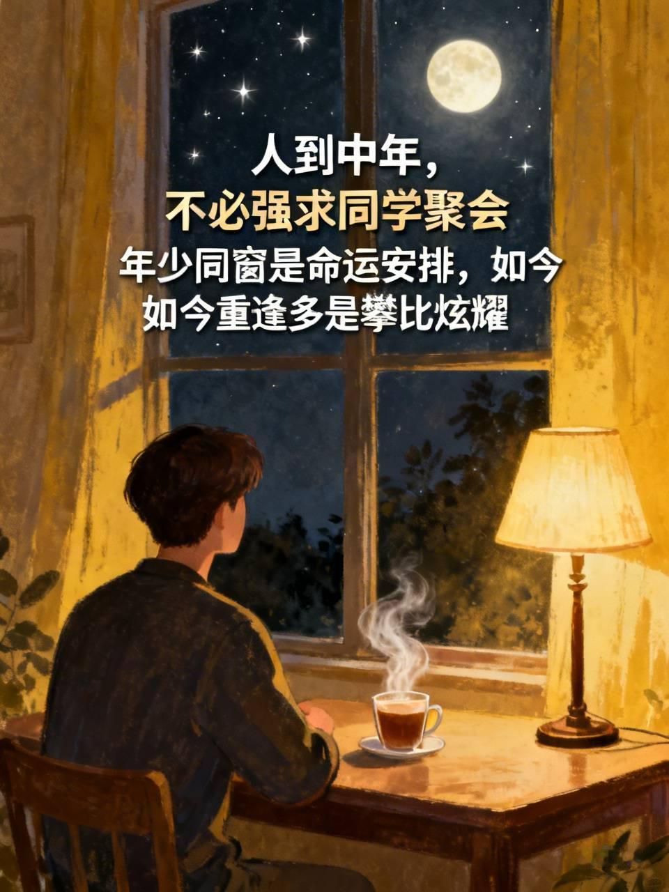 昨晚推杯换盏，参加了一场久违的同学聚会。看着满桌熟悉又陌生的面孔，听着那些半真半