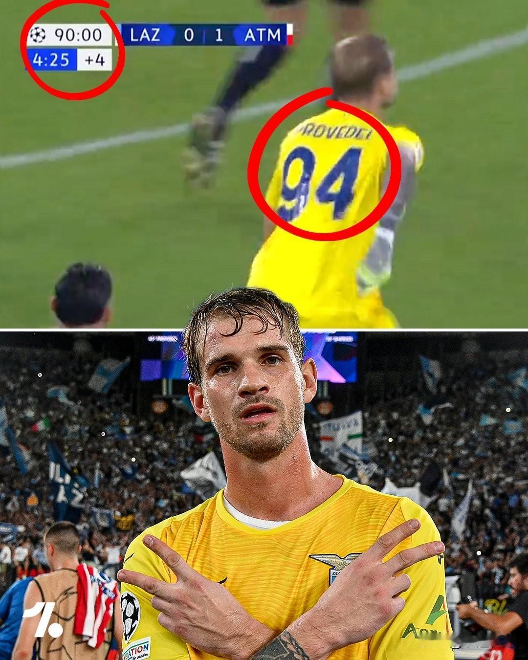 当拉齐奥门将伊万·普罗维德尔在2023/24赛季欧冠对阵马竞的比赛中打入那记著名