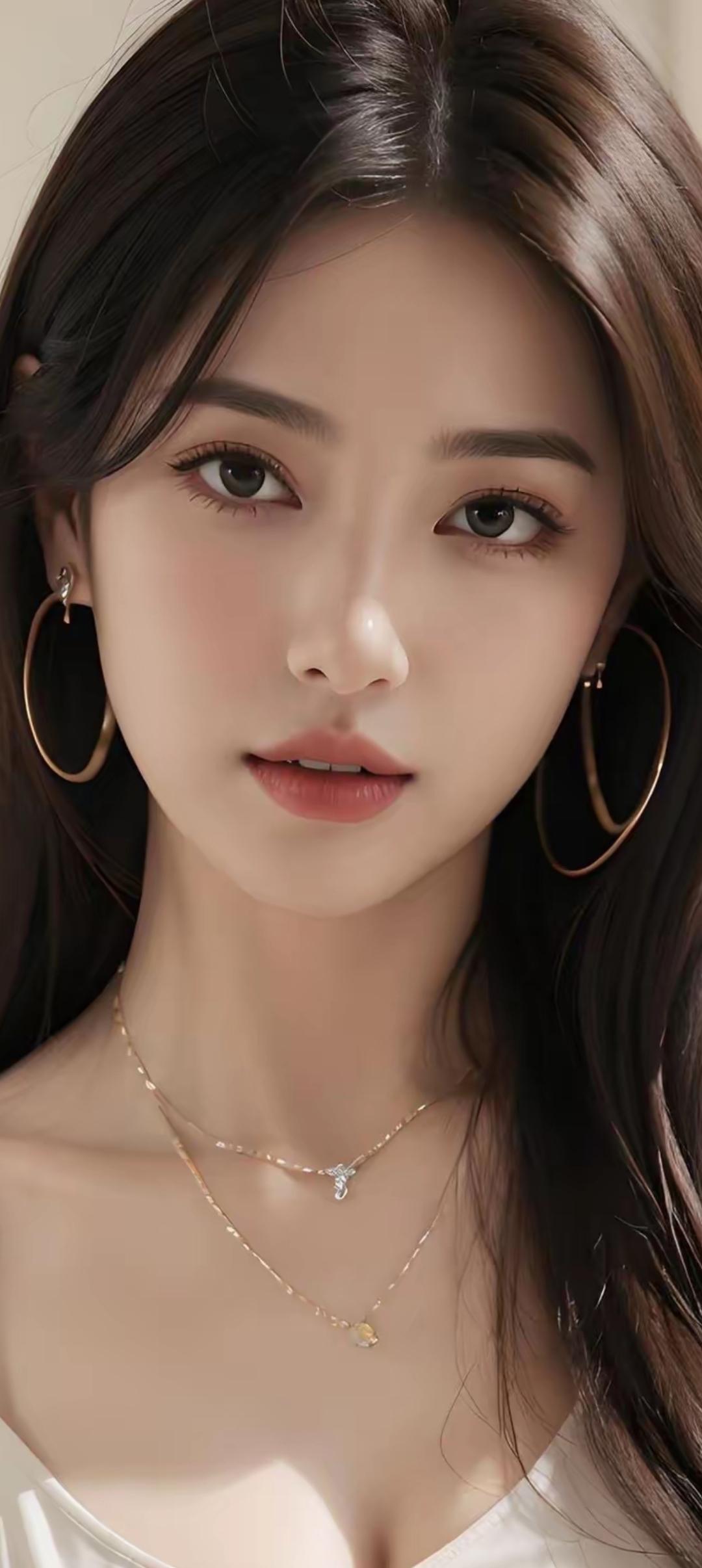 温柔甜美的少女心，大圆环耳环和精致项链，完美搭配！💖✨