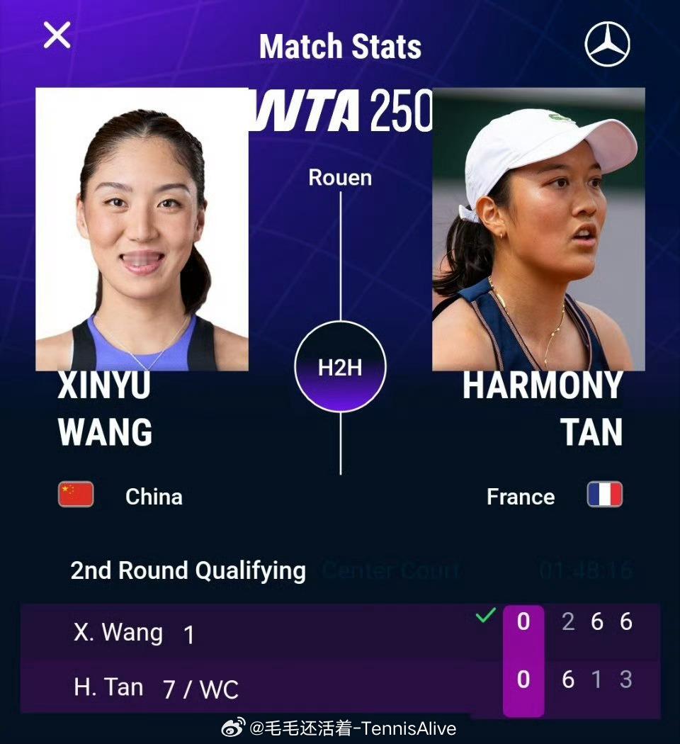 【四字形容】王欣瑜晋级鲁昂正赛王欣瑜2-6 6-1 6-3哈莫尼·谭打进鲁昂25