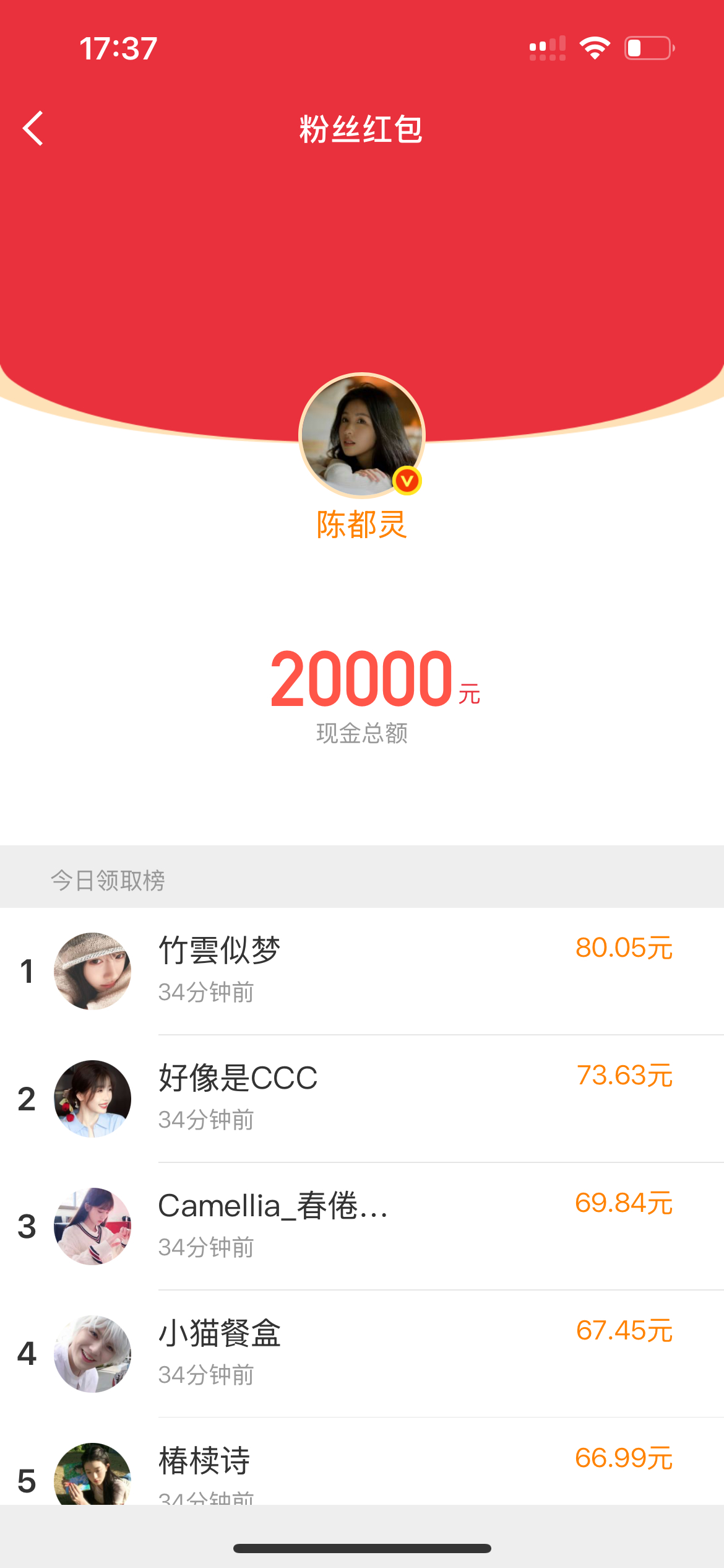 陈都灵5万红包忙了一会就这样错过一个亿