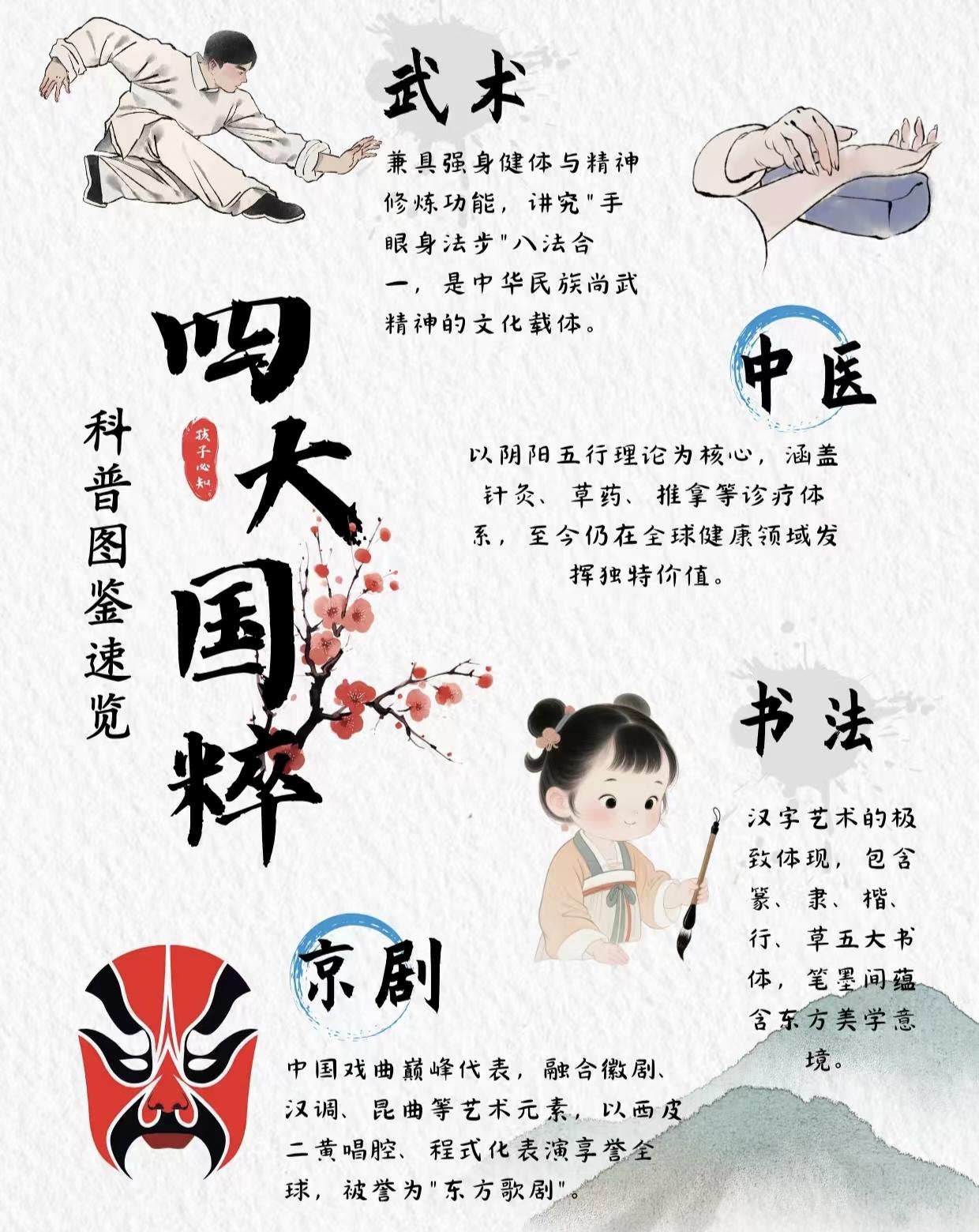 中国的四大国粹是哪些呢？
 
中国的医学、书法、京剧、武术，并称为中华民族的四大
